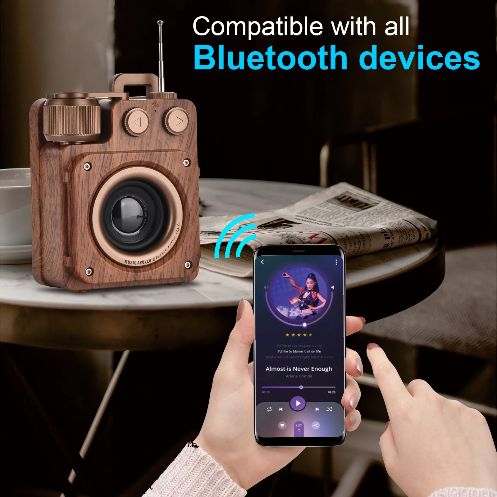 Retro Bluetooth Speaker, Bass, Bluetooth 5.1 Wireless Connection, Retro Radio For Home Office Vintage Decor, Support Usb&Aux&Tf