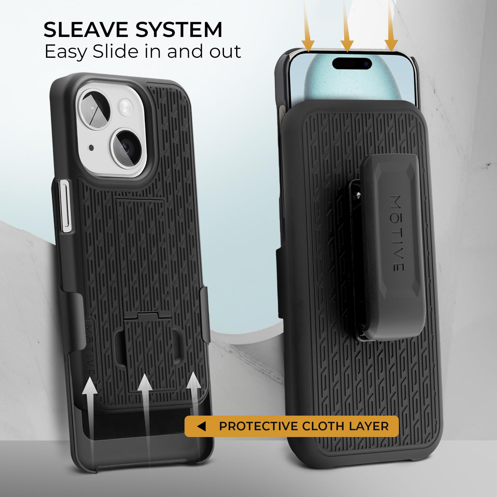 Motive For Iphone 15 Case With Belt Clip, Shell Holster Combo For Apple Iphone 15 Holster, Slim Rugged Case, Drop Shockproof Pro
