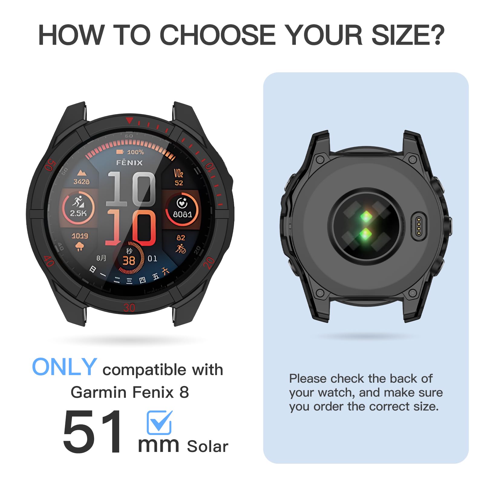 Overstep Case Cover For Garmin Fenix 8 51Mm Solar - Waterproof, Anti-Scratch Tpu Bumper With Built-In Hd Tempered Glass Screen P