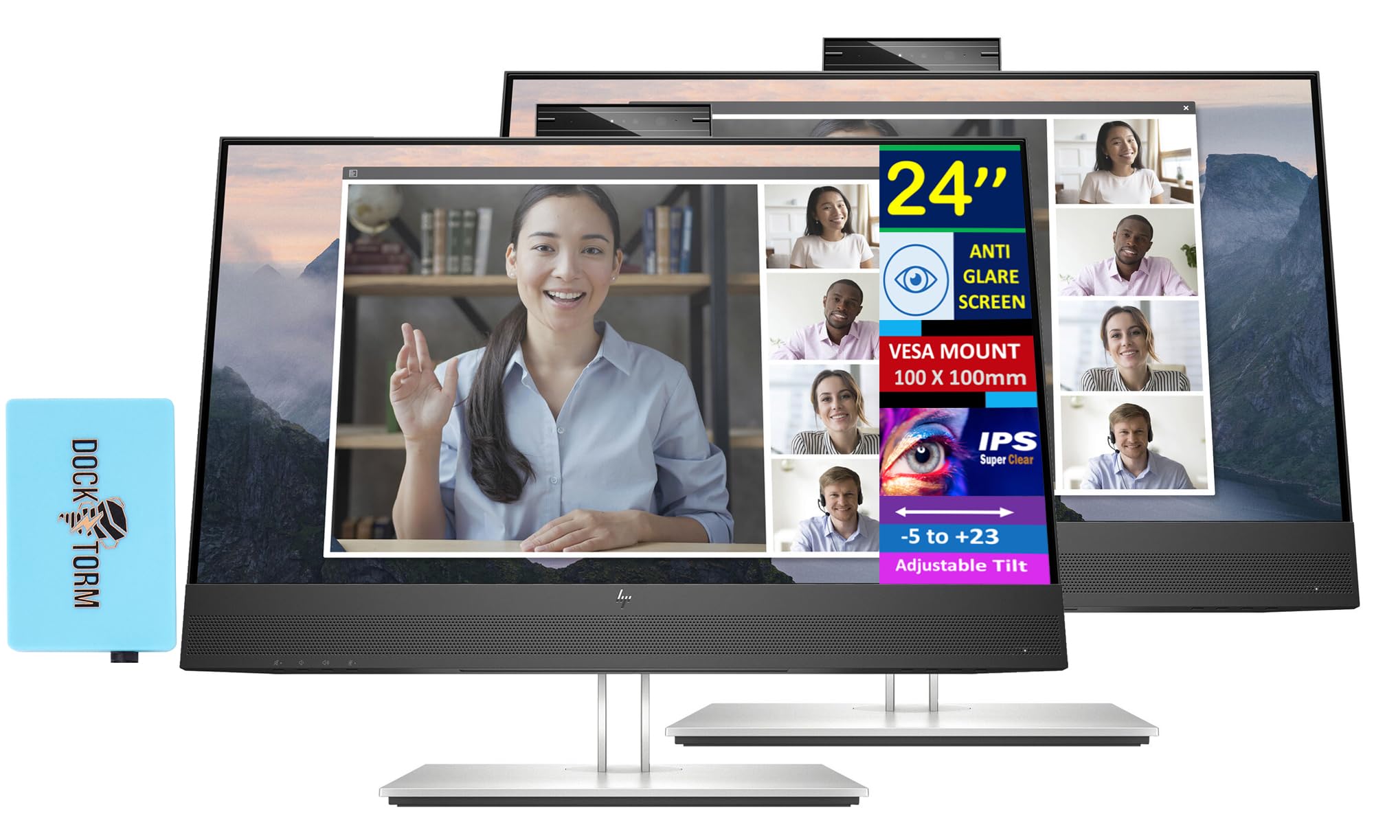 Hp 24'' Fhd Ips Monitor With 5Ms Response Time, Anti Glare, Flicker Free, Built-In Speakers, Displayport, Hdmi & Dockztorm Usb P