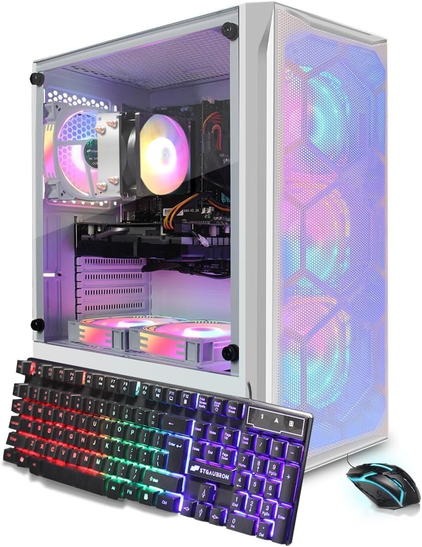 STGAubron Gaming PC Computer Desktop, Intel Core i7 up to 3.9GHz, GeForce GTX 1660 Ti 6G, 16G RAM, 512G SSD, WiFi, BT 5.0, RGB F