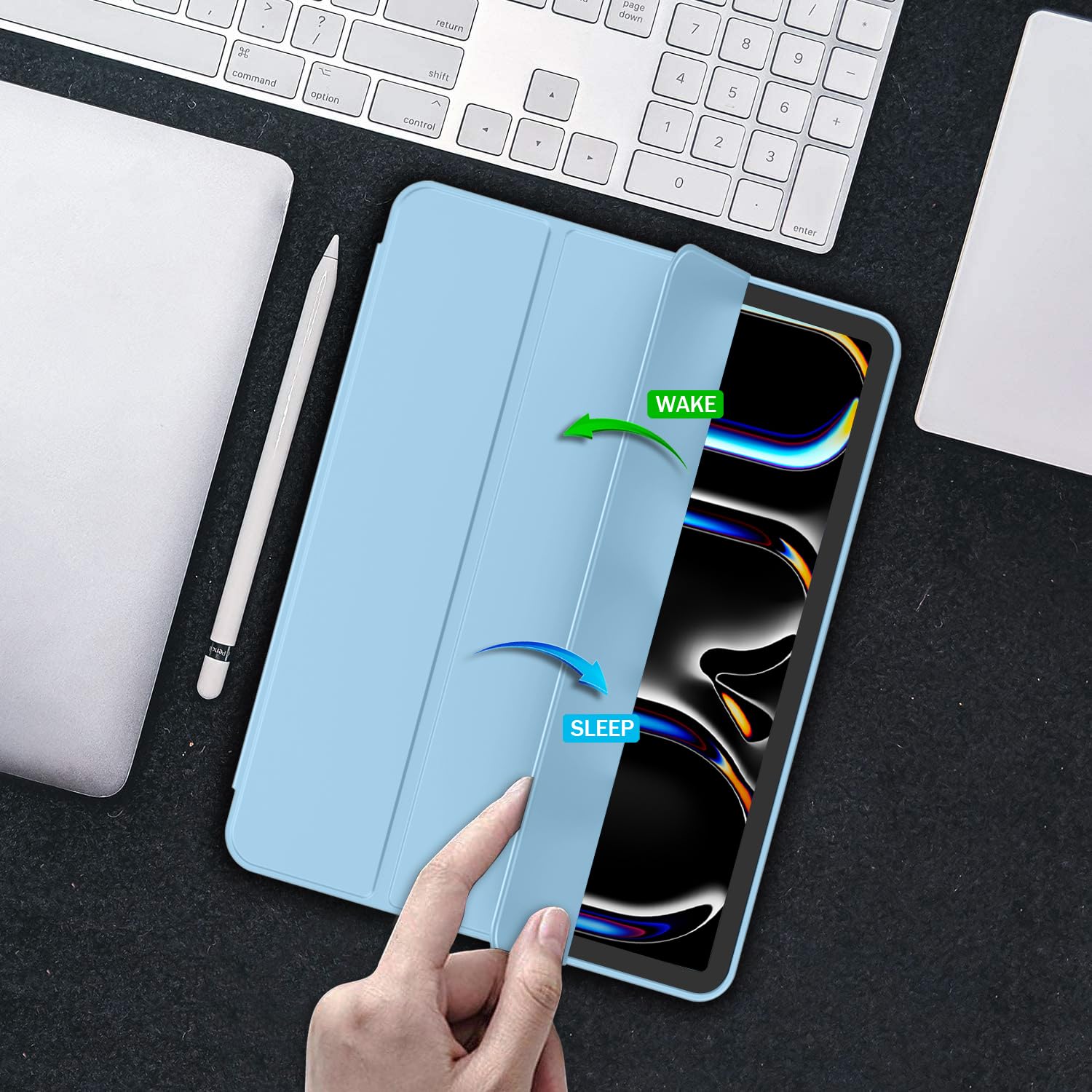 Imieet For Ipad Pro 11 Inch Case M4 2024 (5Th Generation) With Pencil Holder, [Support Pencil Pro And Pencil (Usb-C)], Trifold S