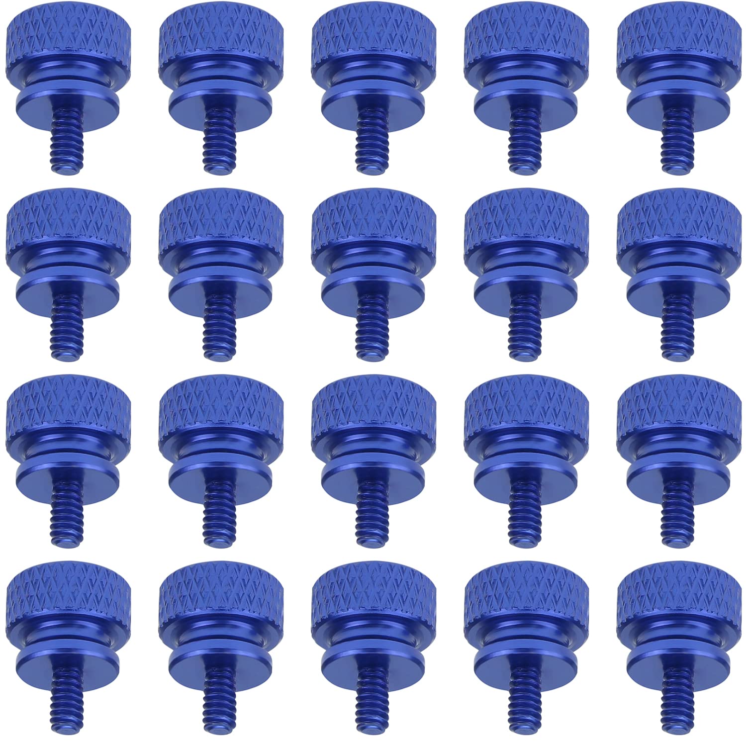 Helifouner 20 Pieces 6 32 Thread, Blue Color Anodized Aluminum Computer Case Thumbscrews, Thumb Screws For Computer Case/Cover/P