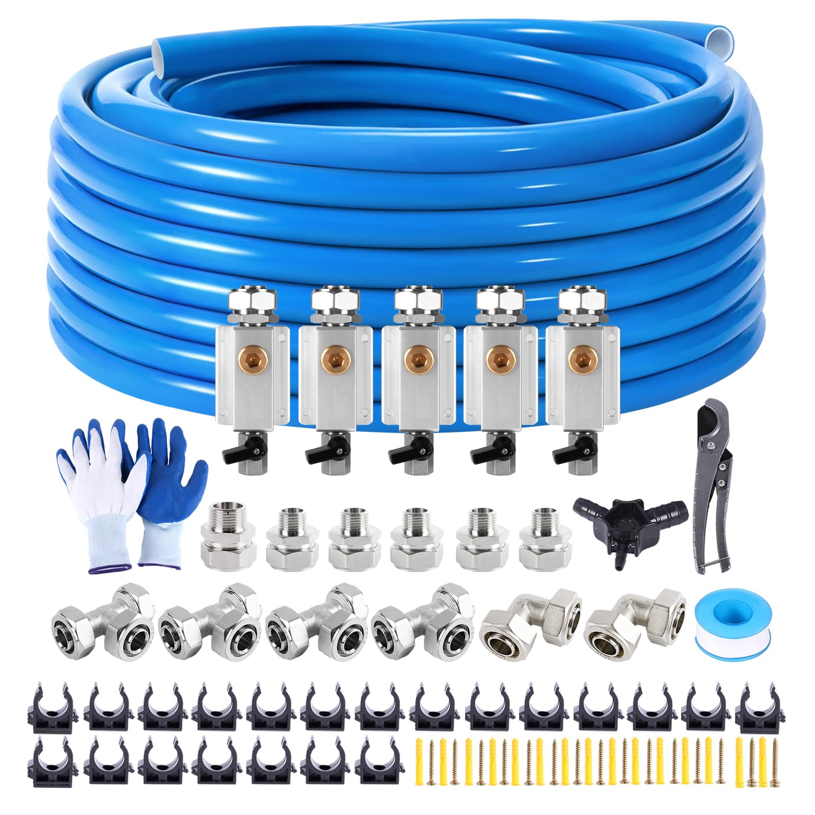 Shop Air Line Kit 3/4''  100'&200'&300' Hdpe Aluminum Hdpe Air Tubing Compressed Air Line Kit For Air Compressor Accessories Lea