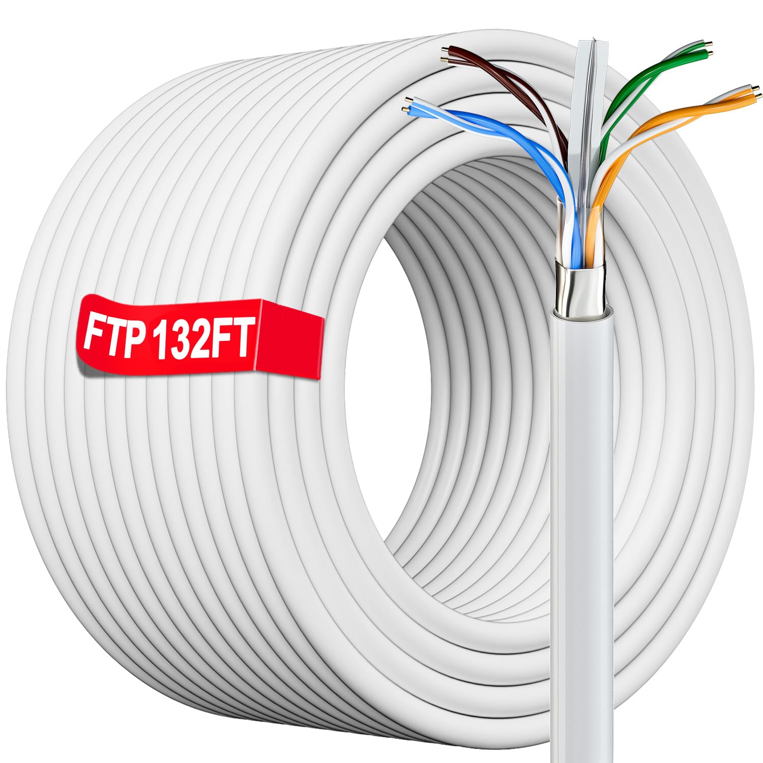 Shielded Cat 6 Ethernet Cable 132Ft, Cat 6 Outdoor Ethernet Patch Cable 23 Awg, Waterproof, Direct Burial, In Ground, Poe, Uv Ja