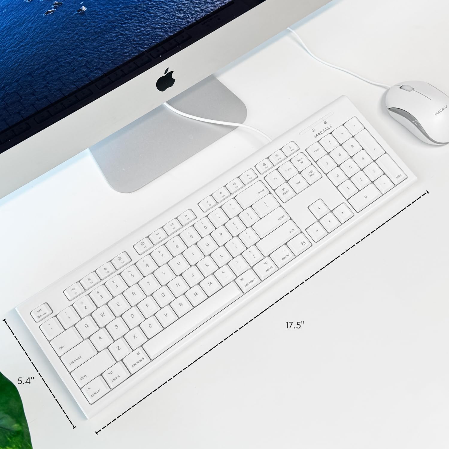 Macally Full-Size Usb Wired Keyboard For Mac Mini/Pro, Imac Desktop Computer, Macbook Pro/Air Desktop W/ 16 Compatible Apple Key