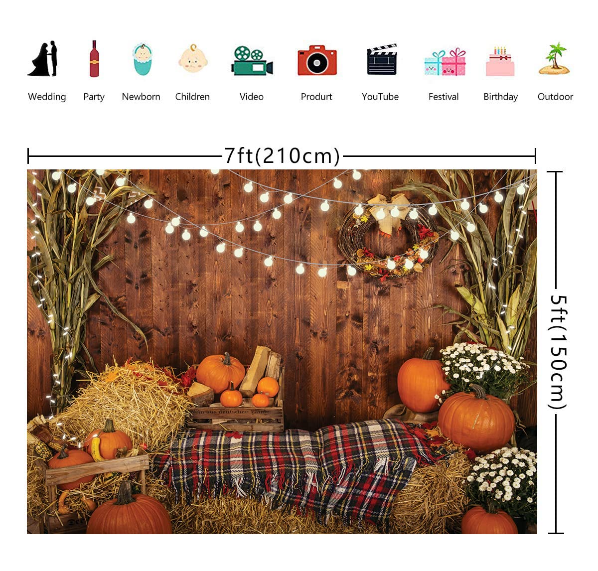 Wolada Fall Backdrops For Photoshoot Fall Backdrop Fall Festival Backdrop Fall Photo Backdrop Farm Backdrop Thanksgiving Backdrop 7X5Ft 12480