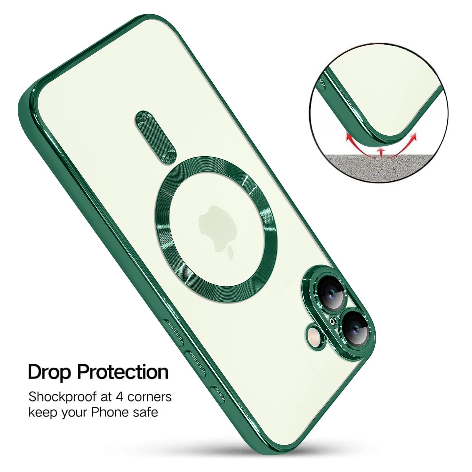 Ook Magnetic Case Made For Iphone 16 (6.1 Inch) [Built In Camera Lens Protector] [Compatible With Magsafe] Soft Tpu Anti Scratch