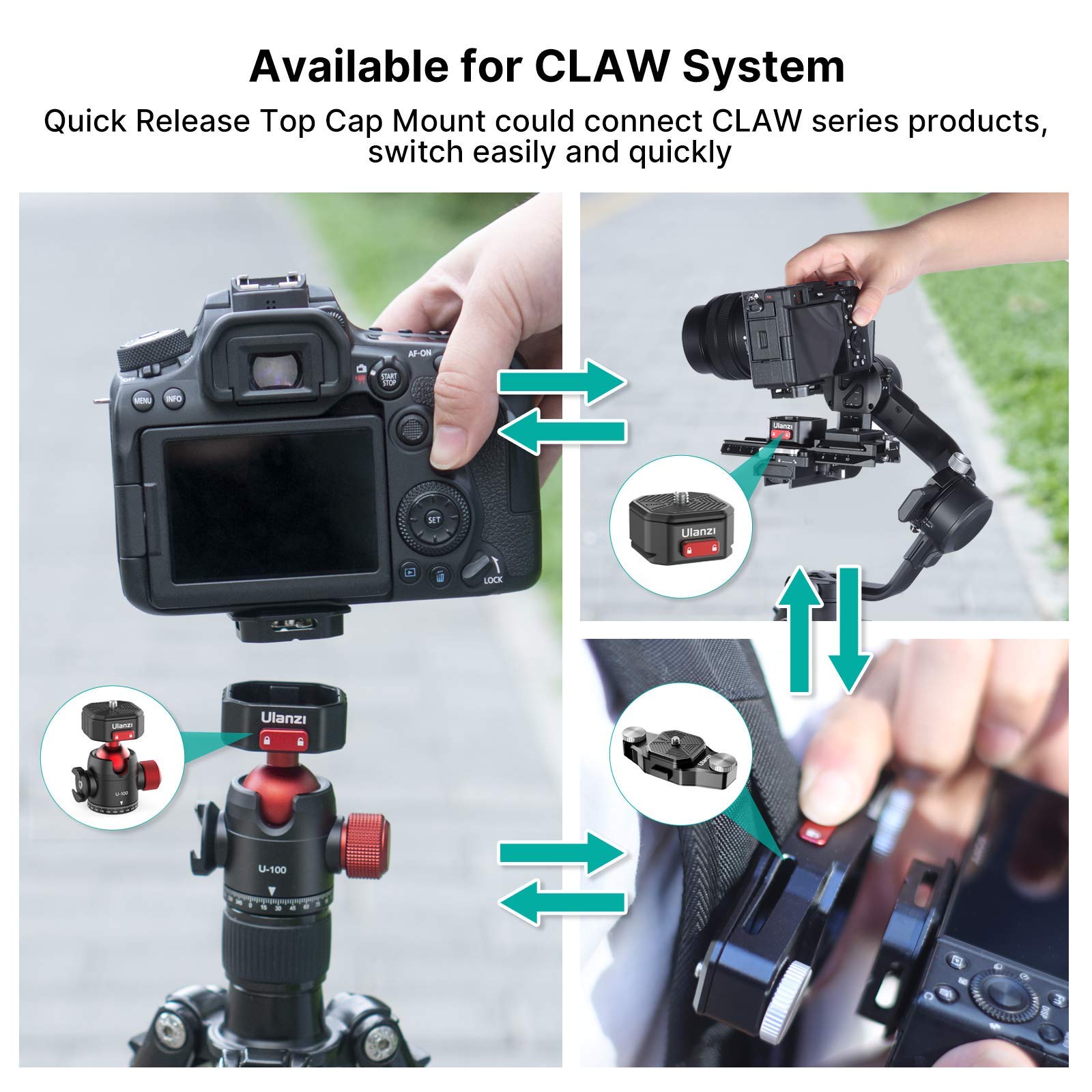 Upgrade Ulanzi Claw Quick Release Qr Plate Kit, Quick Release Plate Rapid Connect Adapter For Dslr/Mirrorless Cameras, Tripod, M