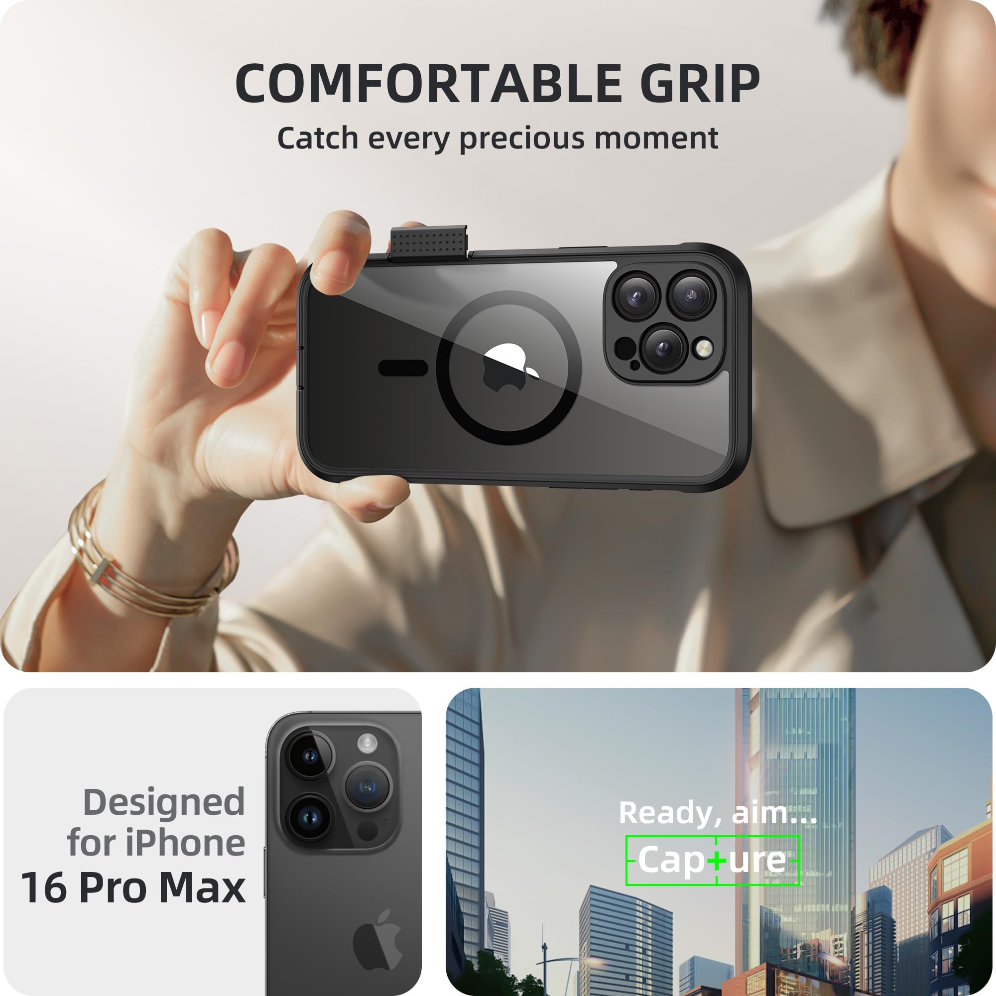 Berfy Magnetic Privacy Case For Iphone 16 Pro Max, Compatible With Magsafe, [Built In Privacy Screen Protector & Upgraded Camera