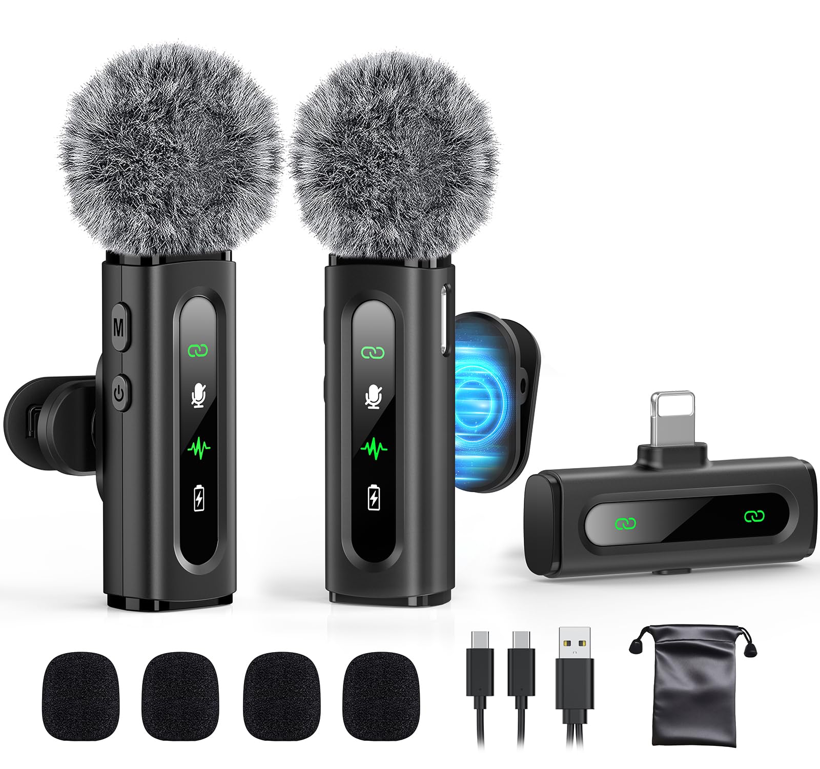 GoorDik Wireless Lavalier Microphone for iPhone Recording Clip-on Mini Mic for iPhone/for iPad Video Recording with Rotatable Cl