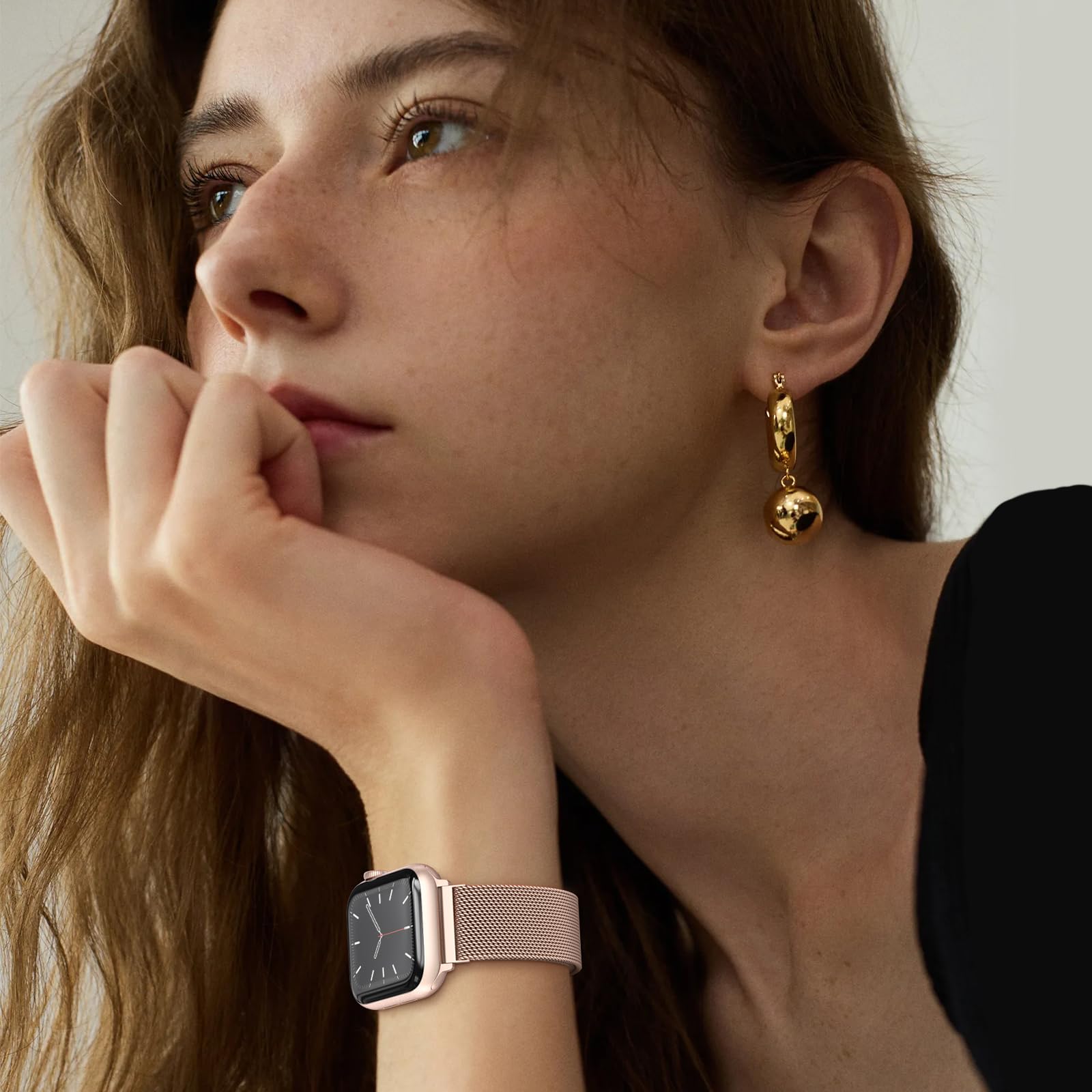 Belongme Mesh Metal Loop Compatible With Apple Watch Band 40Mm 41Mm 38Mm 42M Series Se 10 9 8 7 6 5 4 3 2 1 Women Men, Stainless