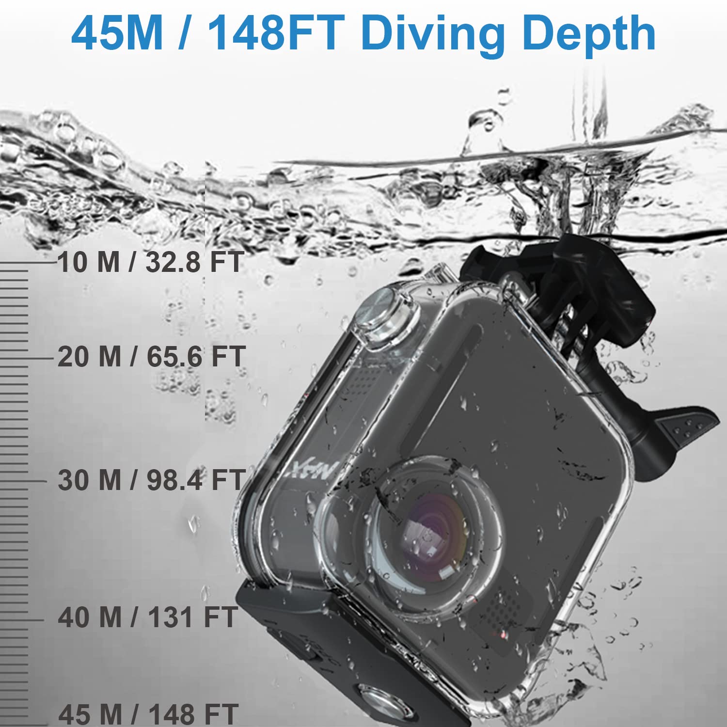 Fitstill Waterproof Case For Go Pro Max Action Camera, Underwater Diving Protective Shell 45M With Touchscreen Bracket Accessori