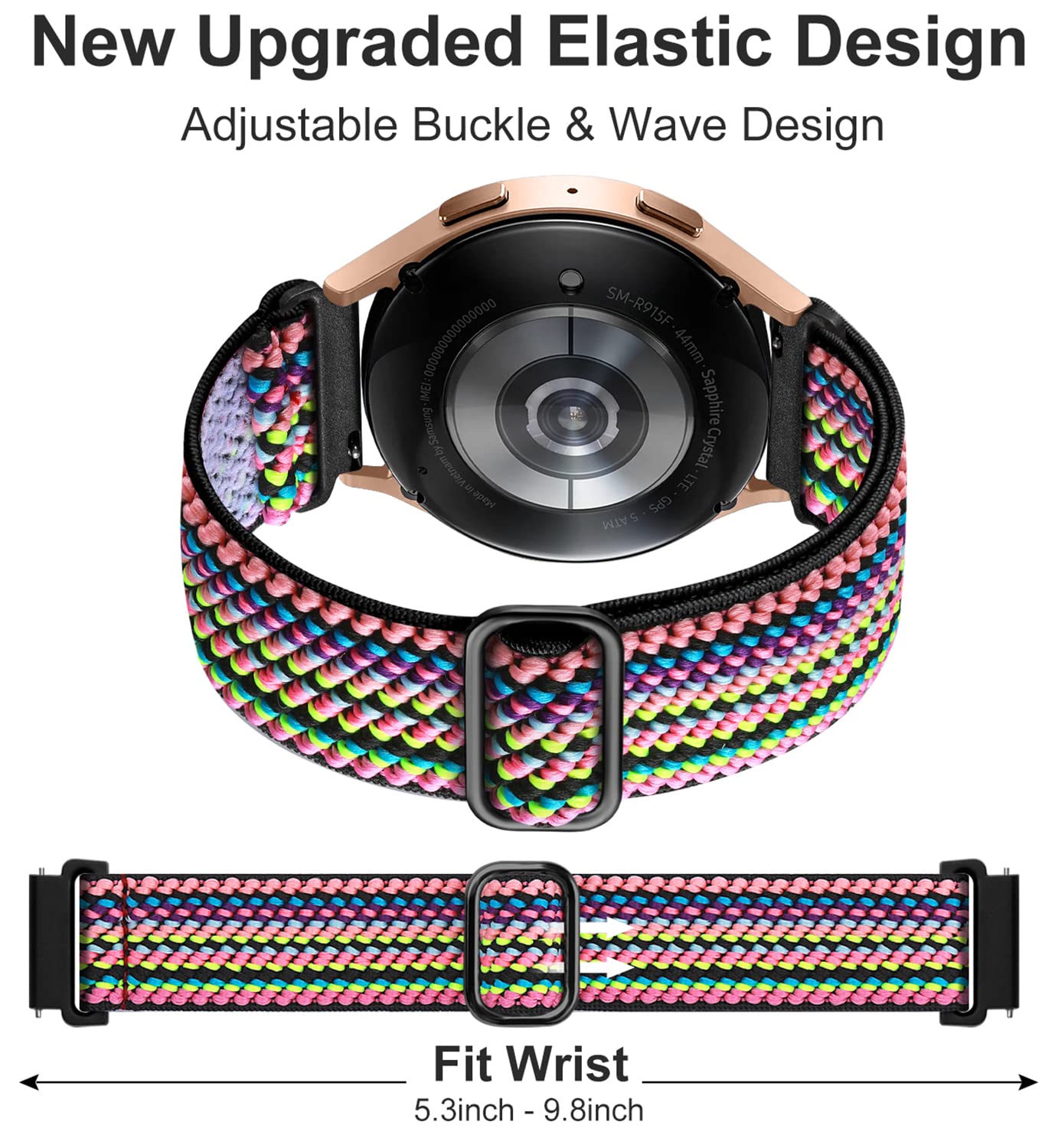 Lerobo Elastic Bands For Samsung Galaxy Watch 40Mm, 44Mm, 46Mm, 42Mm, 40Mm   Stretchy Nylon Material With Adjustable Metal Buckl