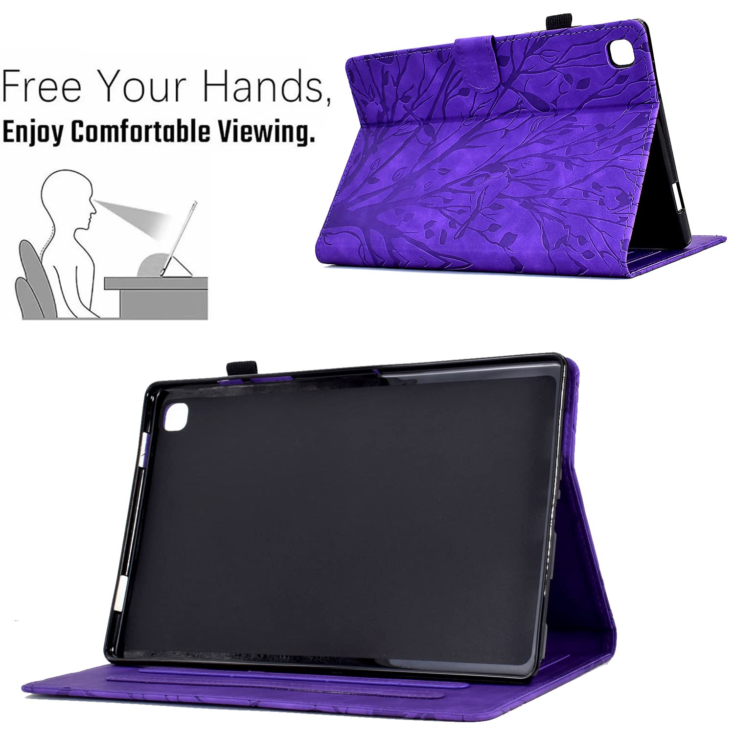 Yunhotic Case For Samsung Galaxy Tab A7 Lite 8.7 Inch [ Sm T220/T225/T227 ] 2021 Model, Premium Pu Leather Folding Stand Cover W