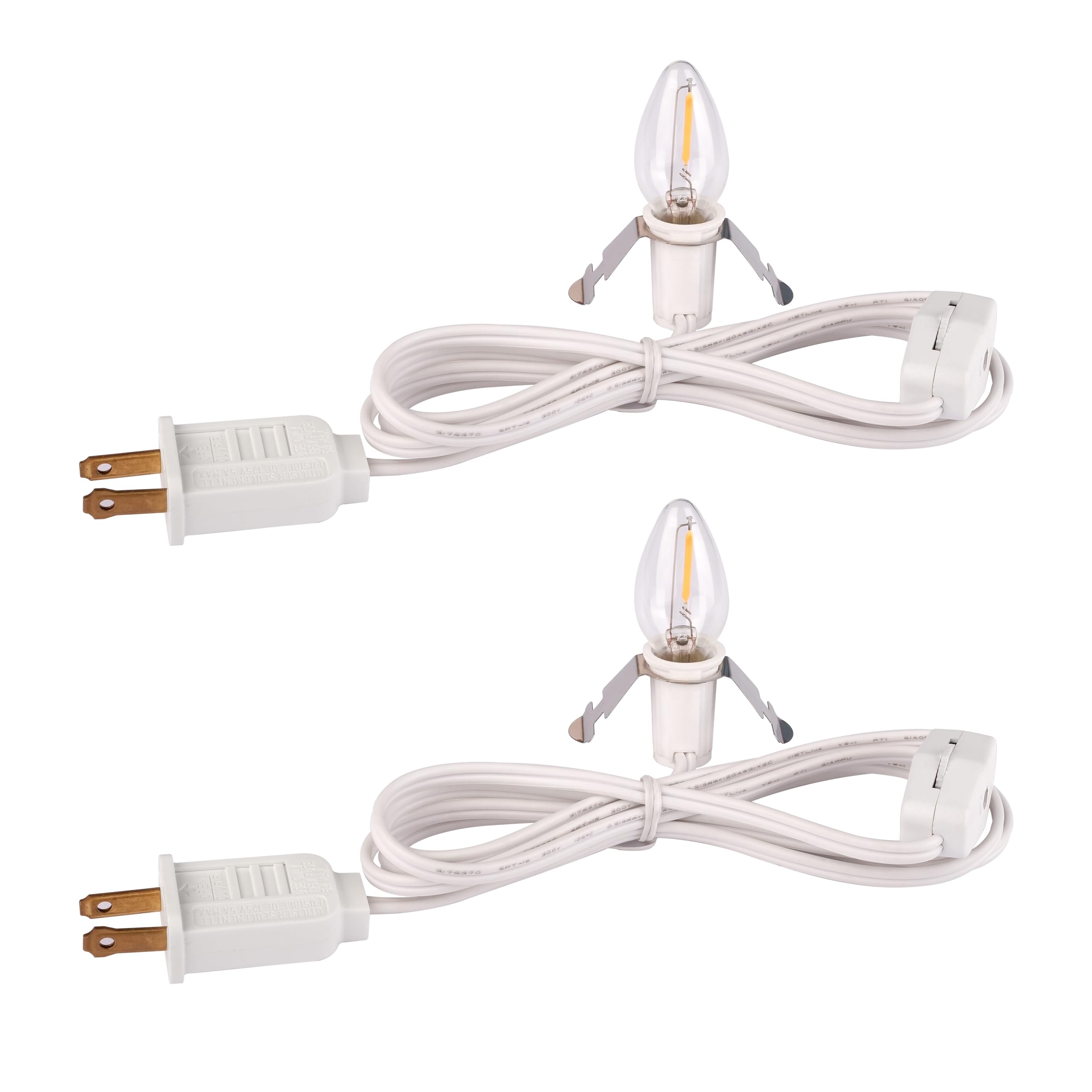 Ohlgt 2 Sets Accessory Cord With 2 Led C7 Light Bulb, 5Ft Salt Lamp Cord Replacement With On/Off Switch Plugs E12 Socket For Hal