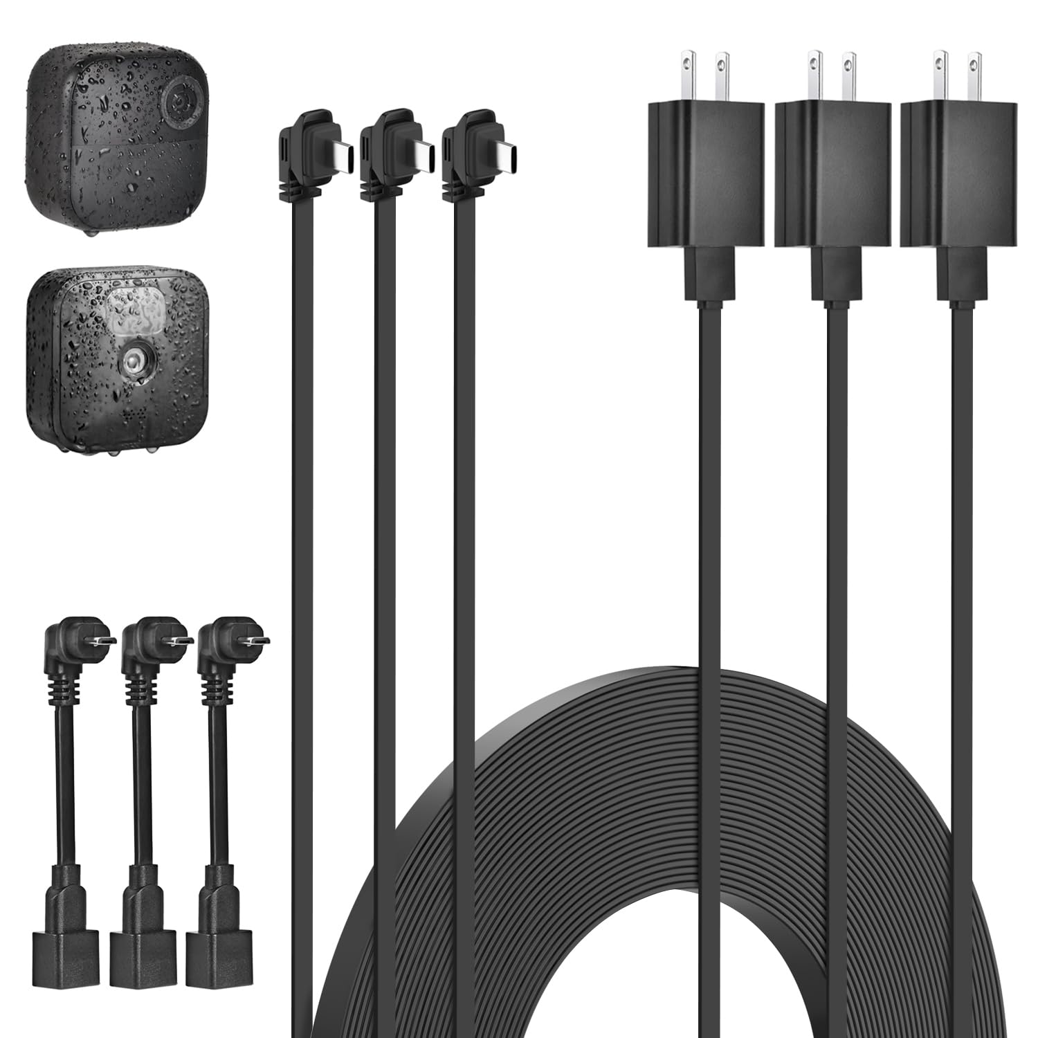 Delilyn 3Pack 10Ft/3M Power Cable And Adapter For Blink Outdoor 4 (4Th Gen), Blink Outdoor/Indoor (3Rd Gen)&Blink Xt/Xt2, Weathe