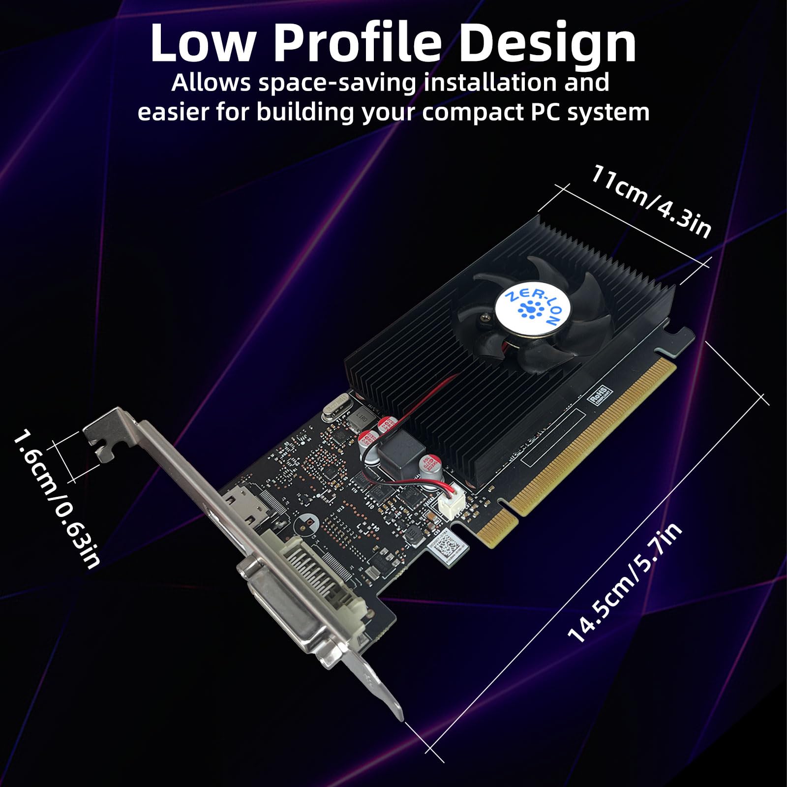 Zer Lon Geforce Gt 1030 4G Low Profile Graphics Card, Gddr4 64Bit, Hdmi/Dvi Ports Support Directx 12 Computer Gaming Video Card,