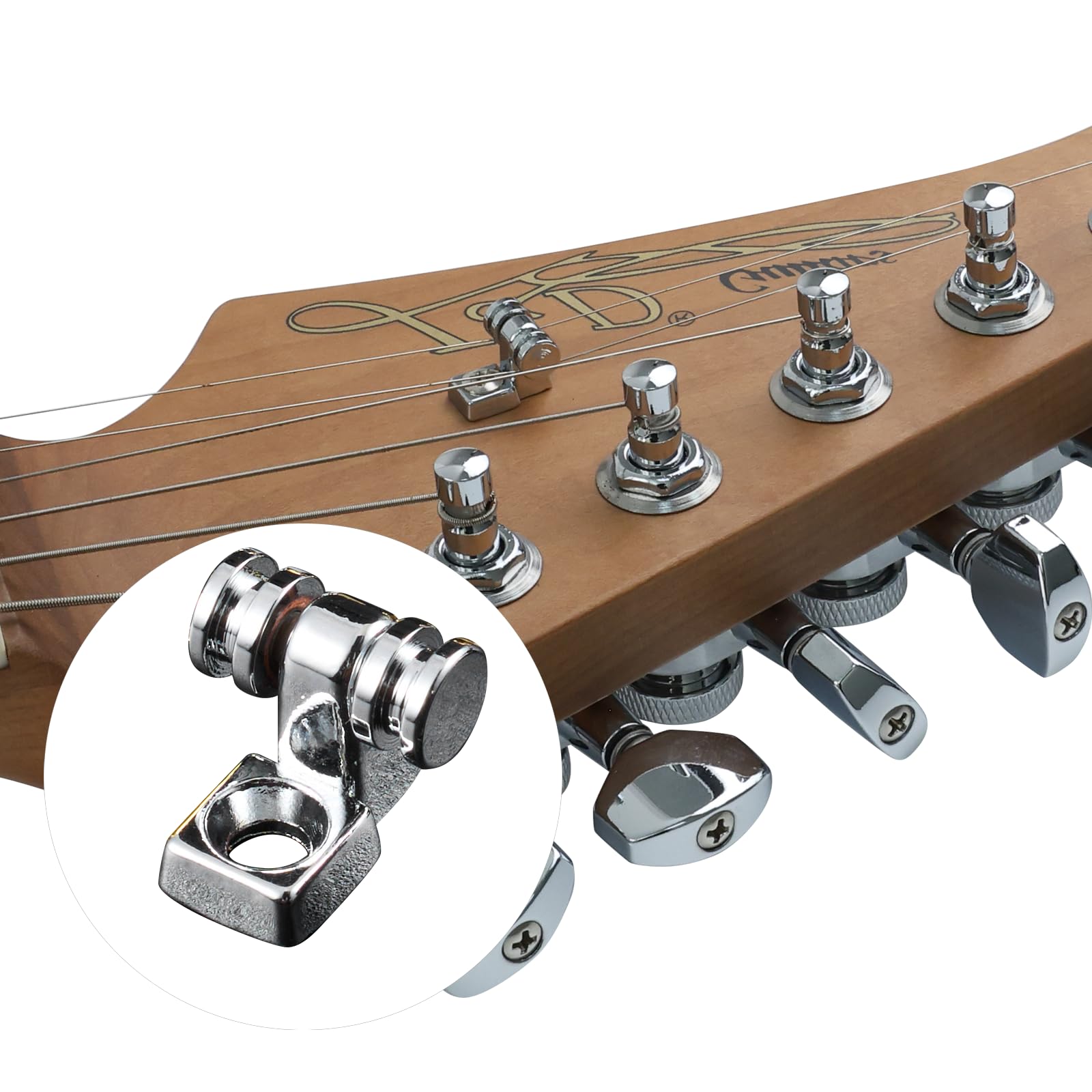 Ovsal 2 Pcs String Retainer Stainless Steel Roller String Trees For Electric Guitar Roller String Guides Compatible With Strat T