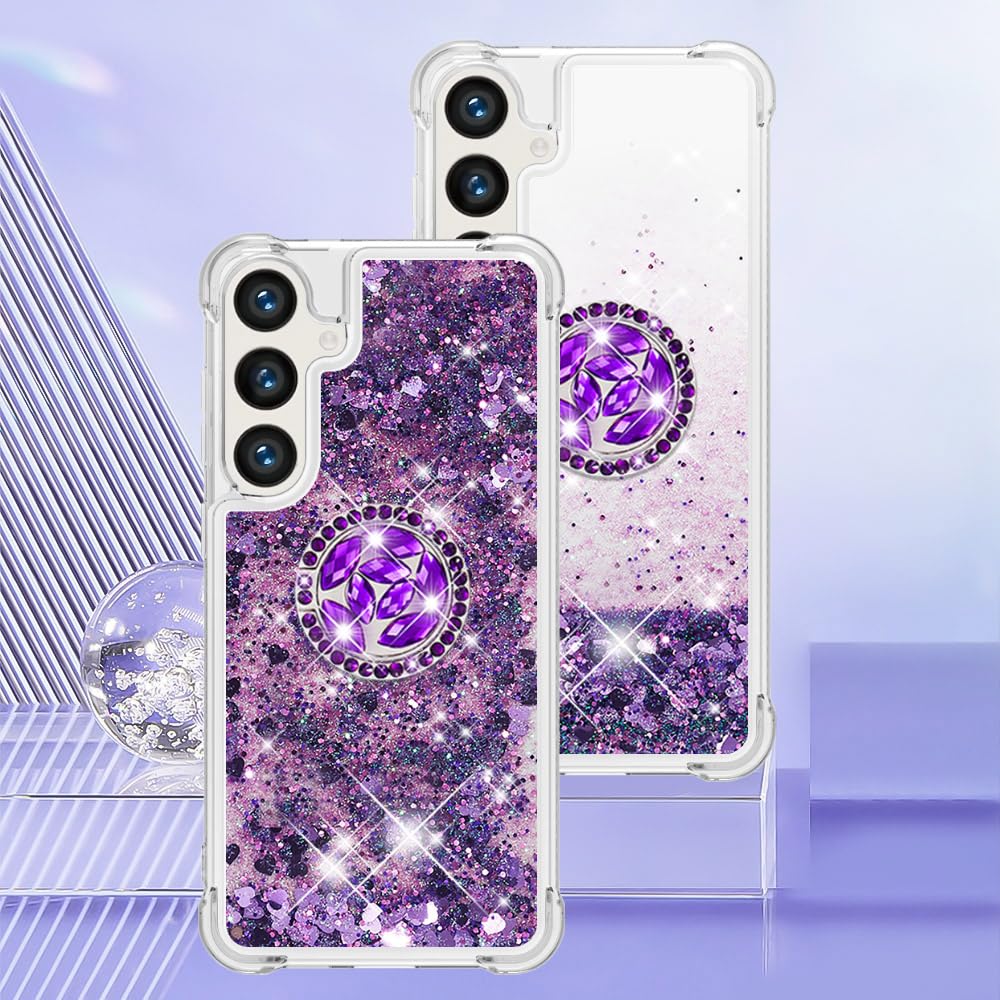 Ccsmall For Samsung Galaxy S24 Fe 5G Case Clear Glitter Bling For Women Girl, Flowing Liquid Quicksand Sparkly Cover With Diamon