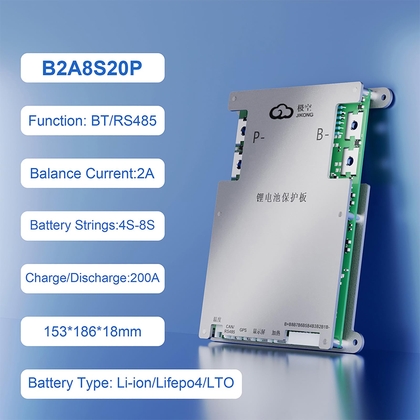 Jkbms Smart Bms 4S 8S 200A 2A Active Balance Build In Bluetooth With Can Rs485 Pcb Battery Protection Board For Lifepo4 Li Ion L