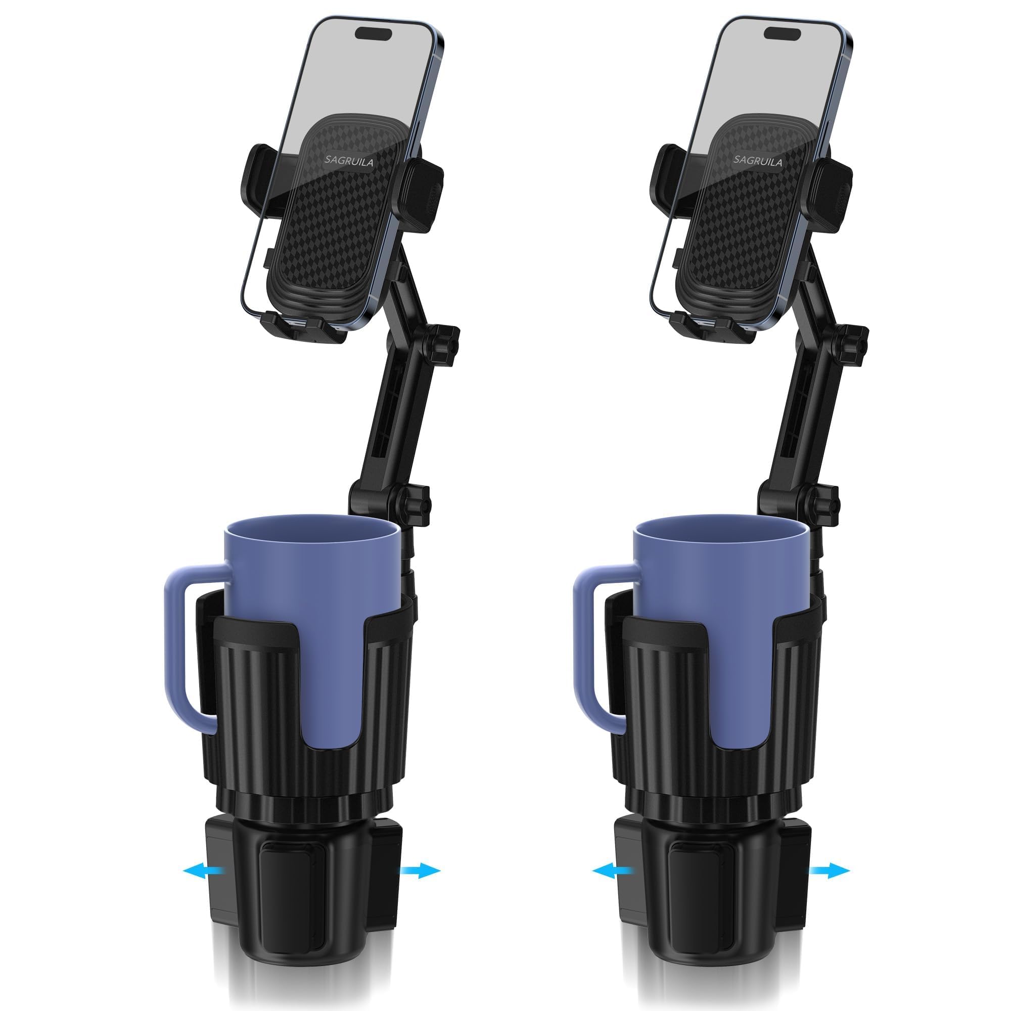 2 Pack Phone Holders For Your Car Cupholder, 2 In 1 Cell Phone Holder Mount With Cup Holder Expandable Base, 360 Degree Rotating