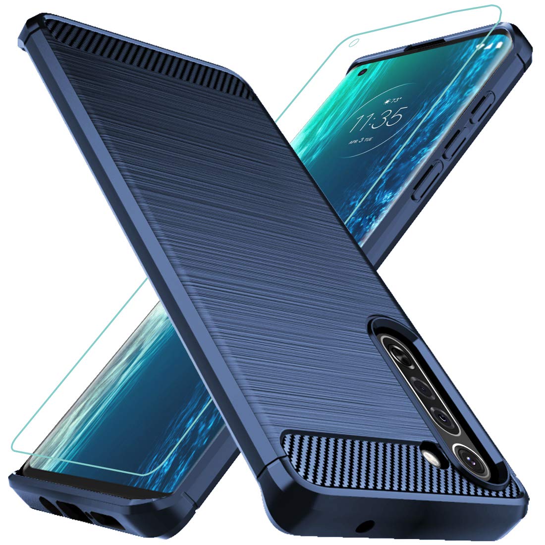 Osophter for Moto Edge 5G Case with Screen Protector Shock-Absorption Flexible TPU Rubber Protective Cell Phone Cover for Motoro