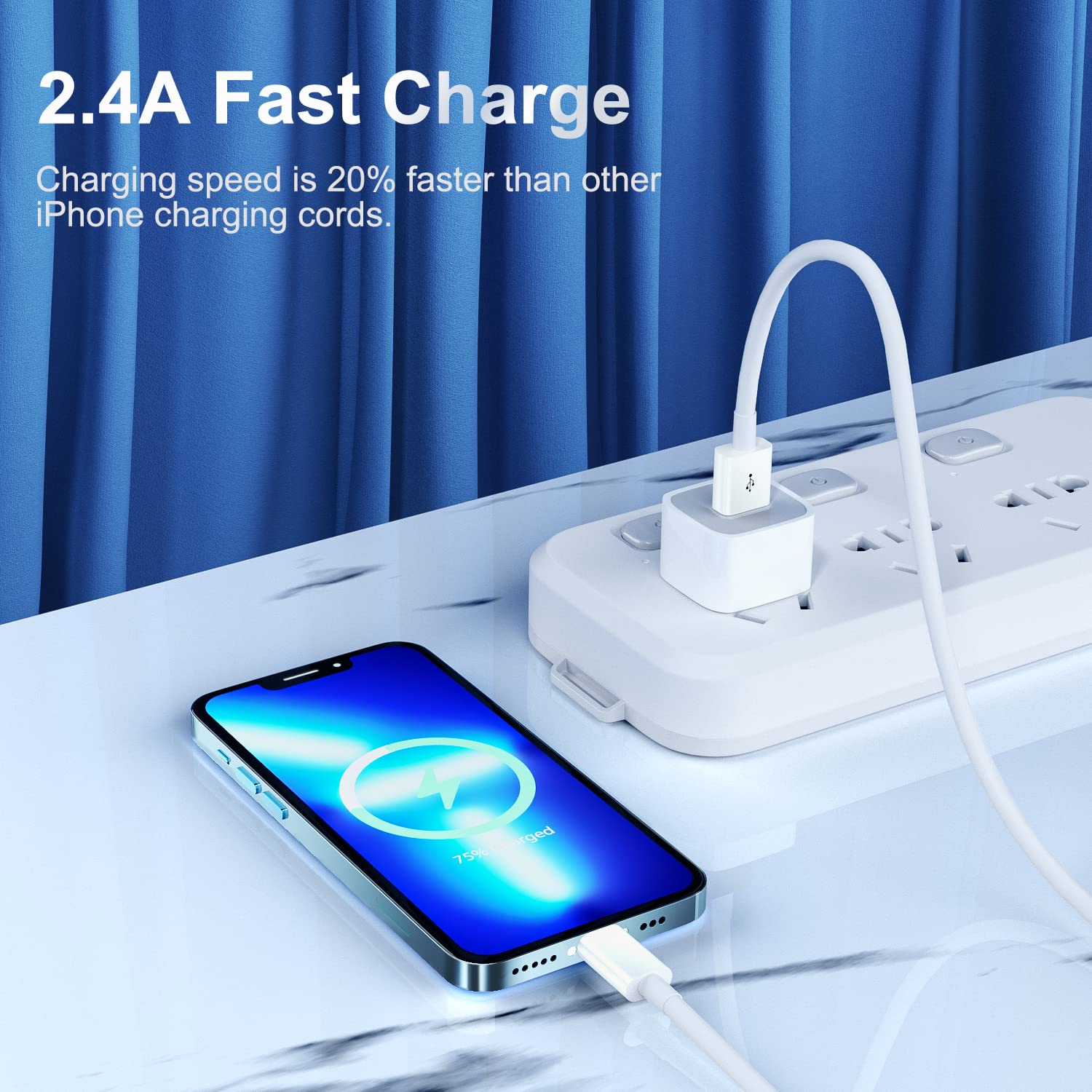 Iphone Charger 6 Feet Apple Mfi Certified, Lightning Cable 6Ft Fast Charging Cord Compatible With Iphone 14 13 12 11 Pro Max Xr