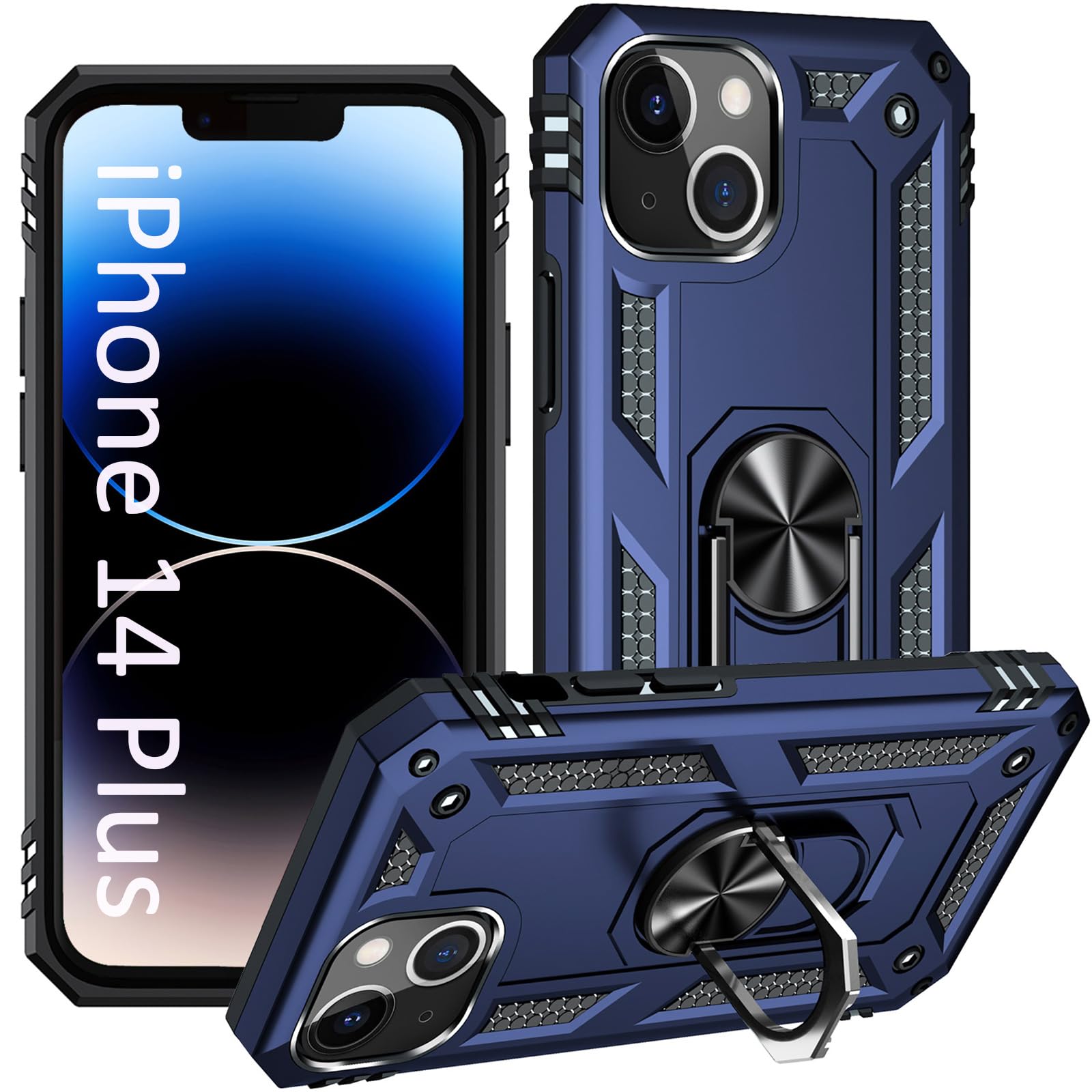 Addit Case For Iphone 14 Plus Phone Case Iphone 14 Plus Case, With Stand Ring, Support Magnet Car Mount, Military Grade, Heavy D