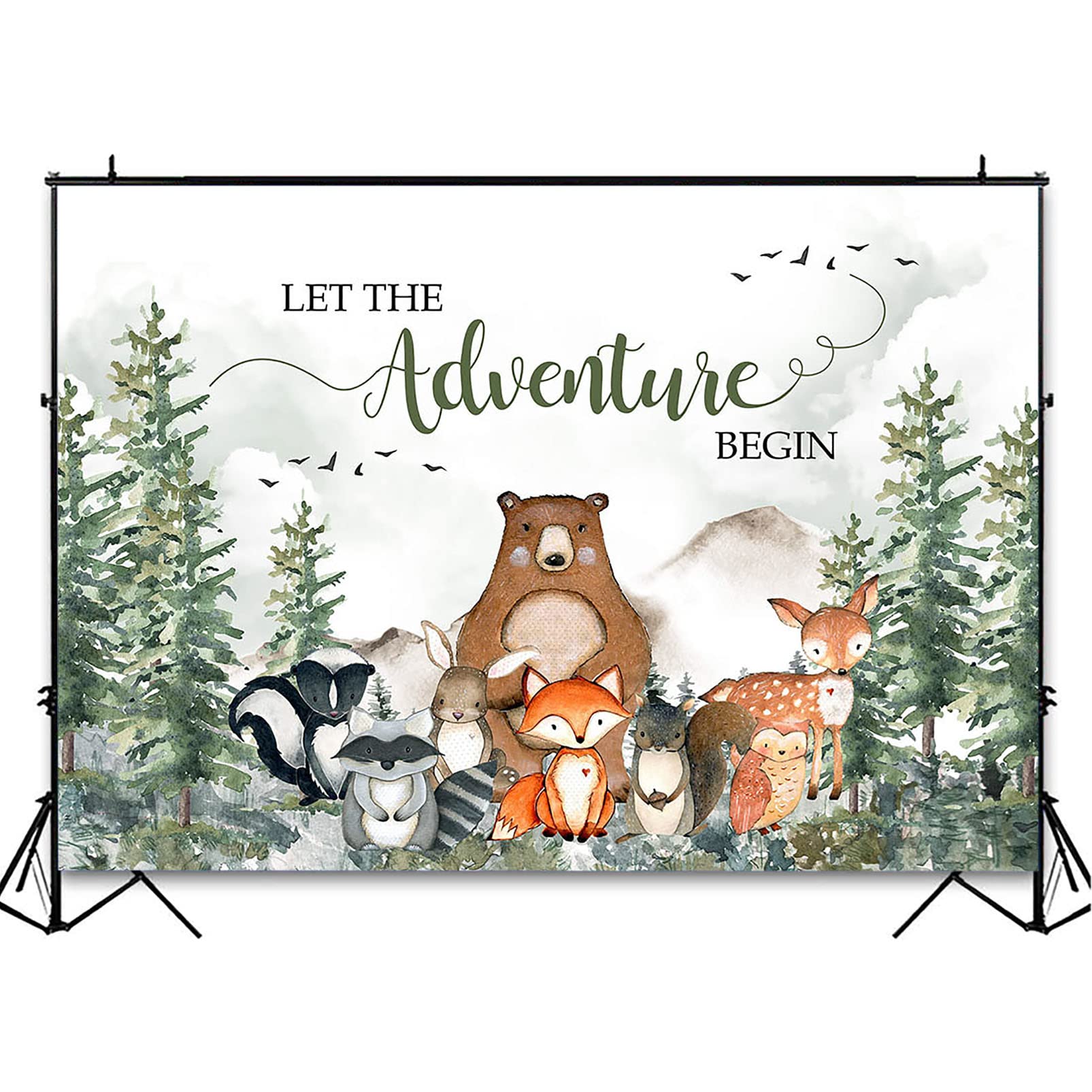 Avezano Woodland Baby Shower Backdrop Adventure Awaits Baby Shower Decoration Background Adventure Forest Mountain Wilderness Co