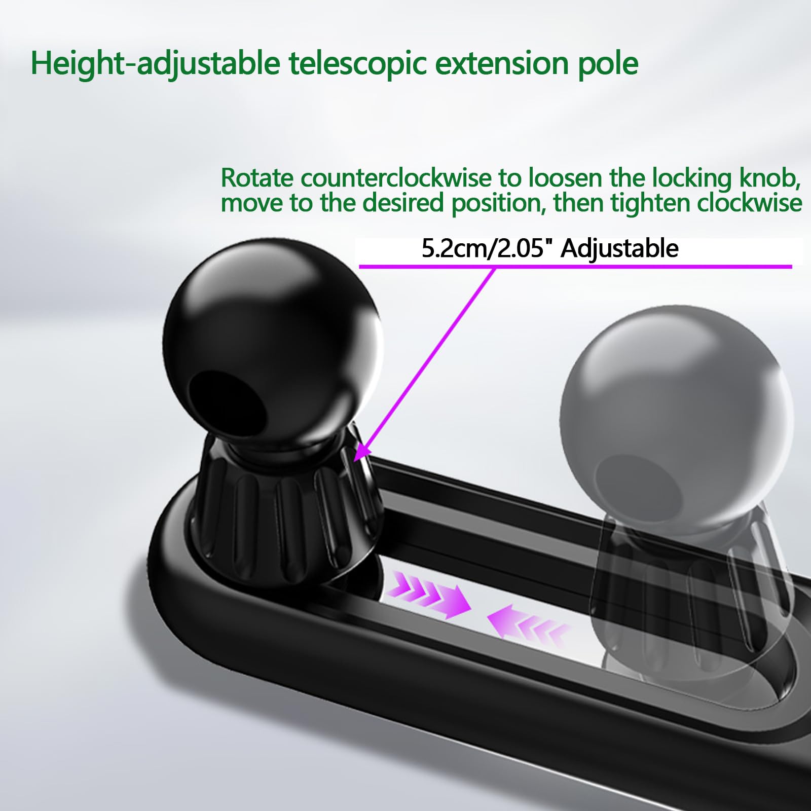 17Mm/0.67'' Ball Mount Extension Arm, 2.04 Inch (52Mm) Adjustable Length, 360-Degree Rotatable Extender, 17Mm Female To Male Bal