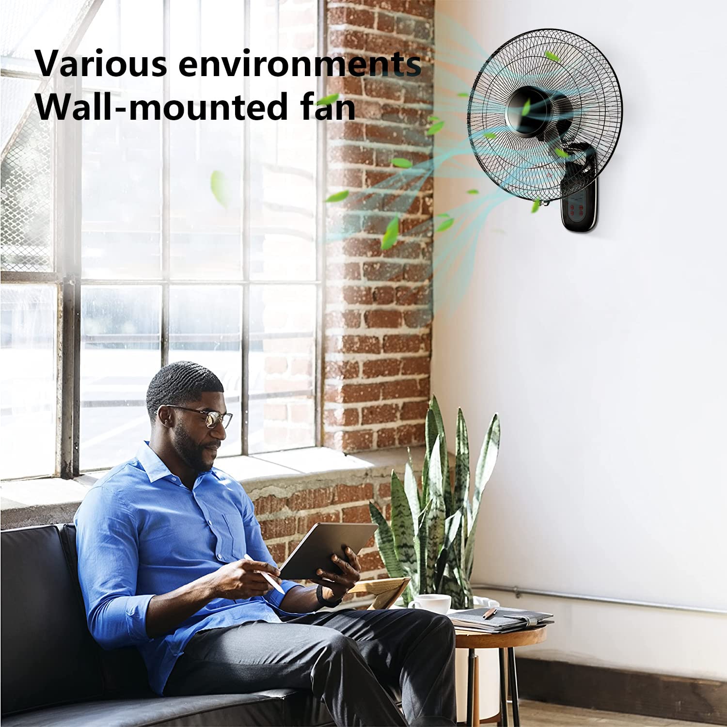 Aottop 16 Inch Wall Mount Fan With Remote Control   2 Pack, 3 Speed And 3 Modes, Timer Function, Adjustable Head, Oscillating Fa