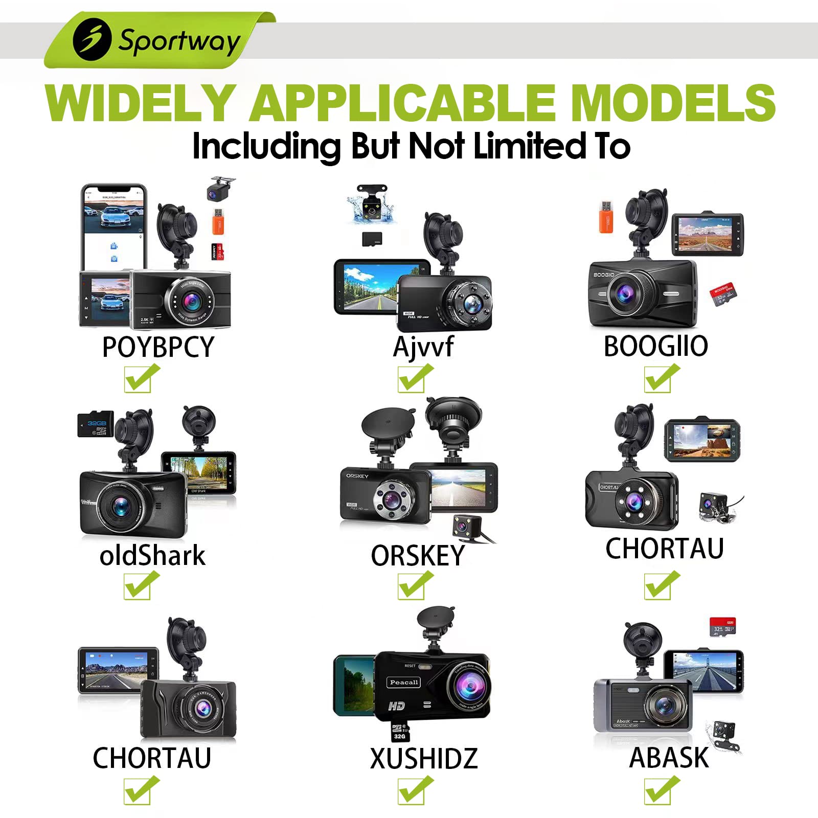 Sportway S501 Dash Cam Suction Mount Holder (5Th Gen), Replaceabled Joint For Chortau Oldshark Niuta Boogiio Orskey Abask And Mo