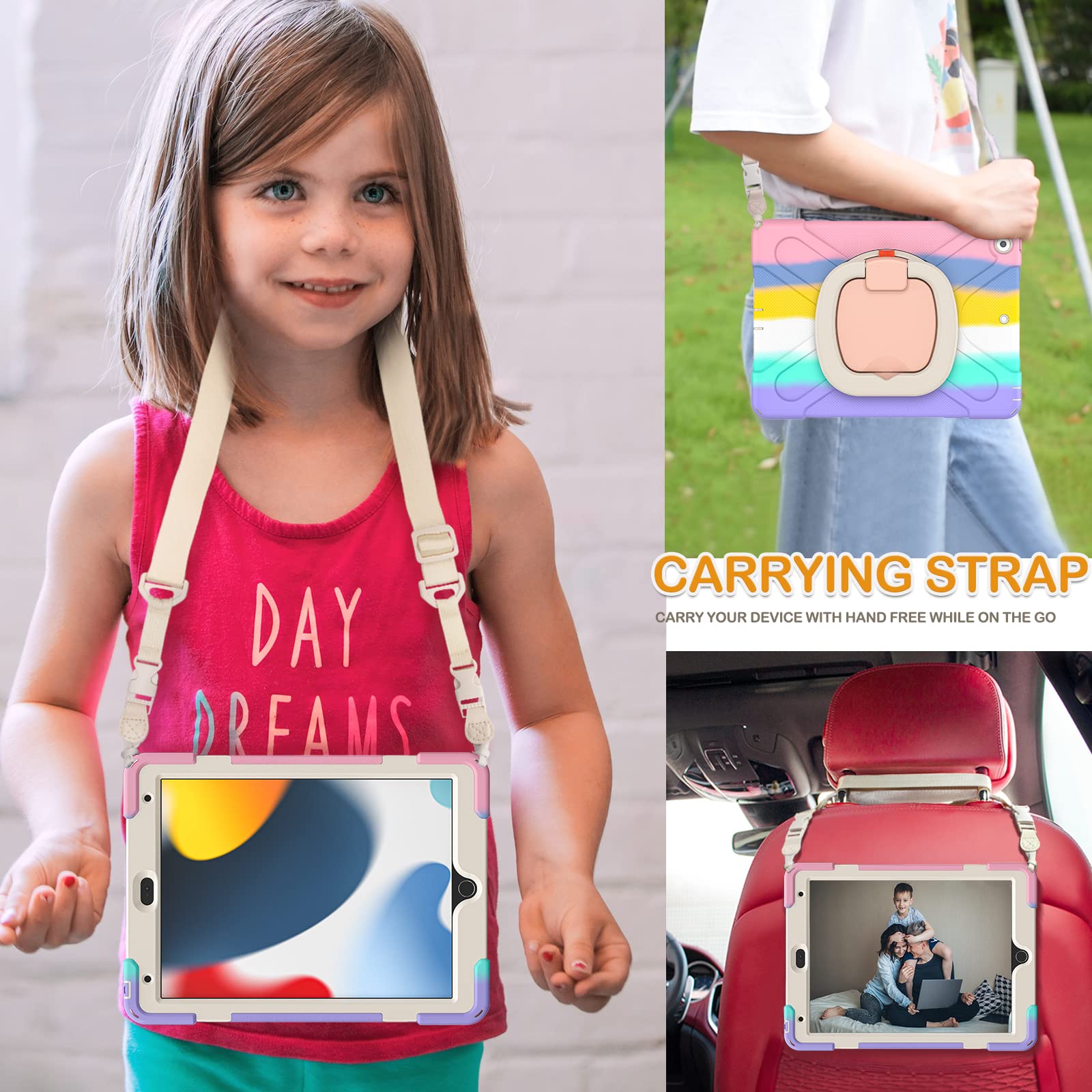 Braecn Case For Ipad 10.2    2021 Ipad 9Th Generation, Shockproof Protective Silicone Cover With Pencil Holder &Rotating Handle