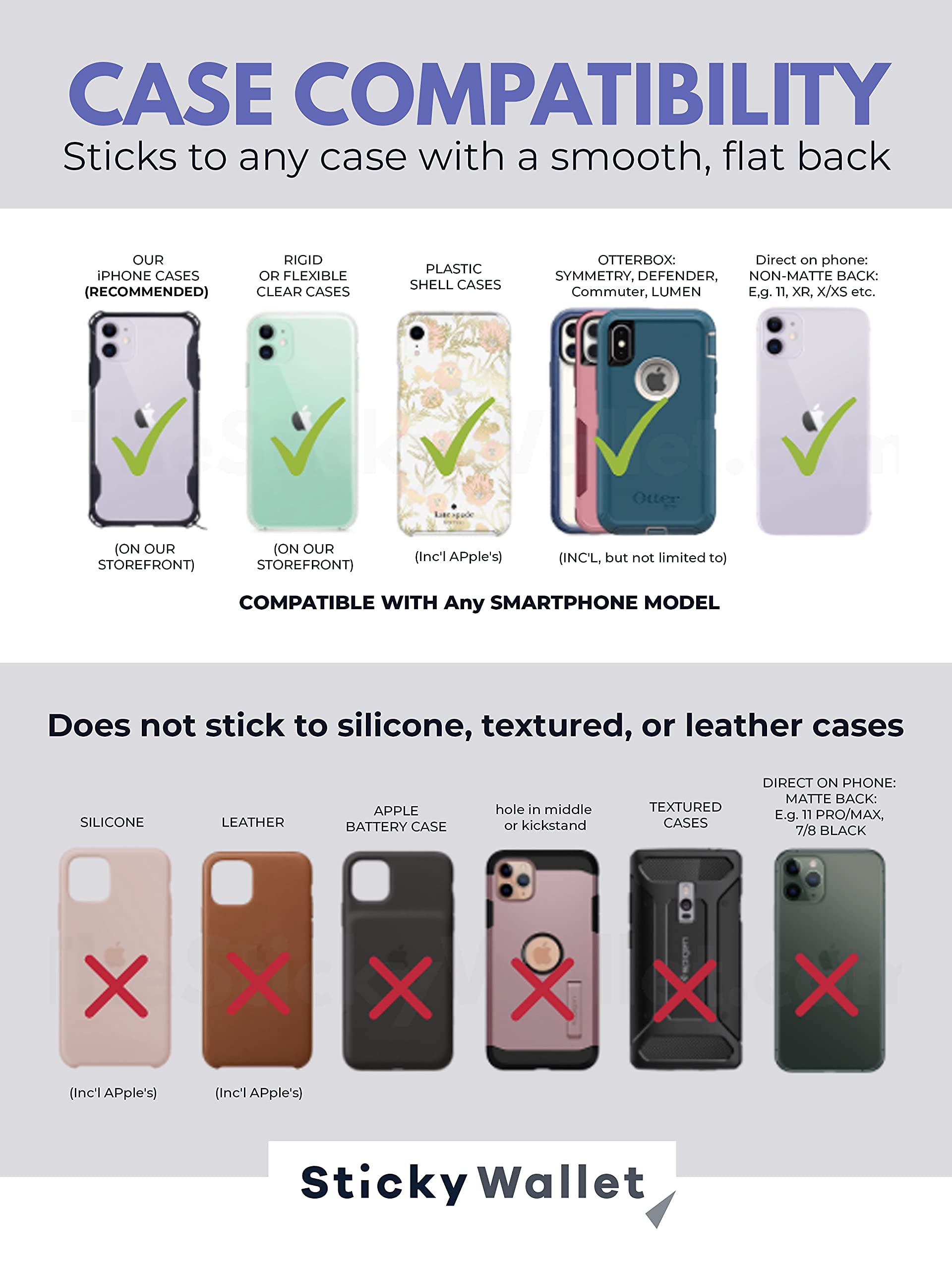 Lifestyle Designs The Stickywallet - Premium Spandex Stick-On Phone Wallet Card Holder For Any Case - Unique Double Pocket Desig