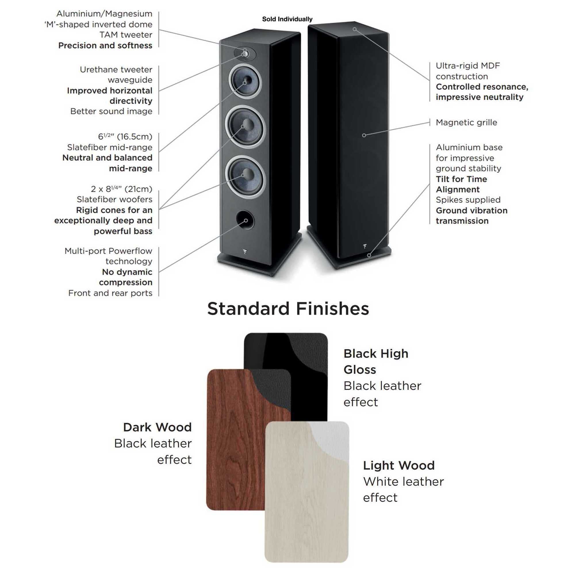 Focal Vestia No4 Ultimate 3-Way Floorstanding Loudspeaker Finished In Black - Sold Individually