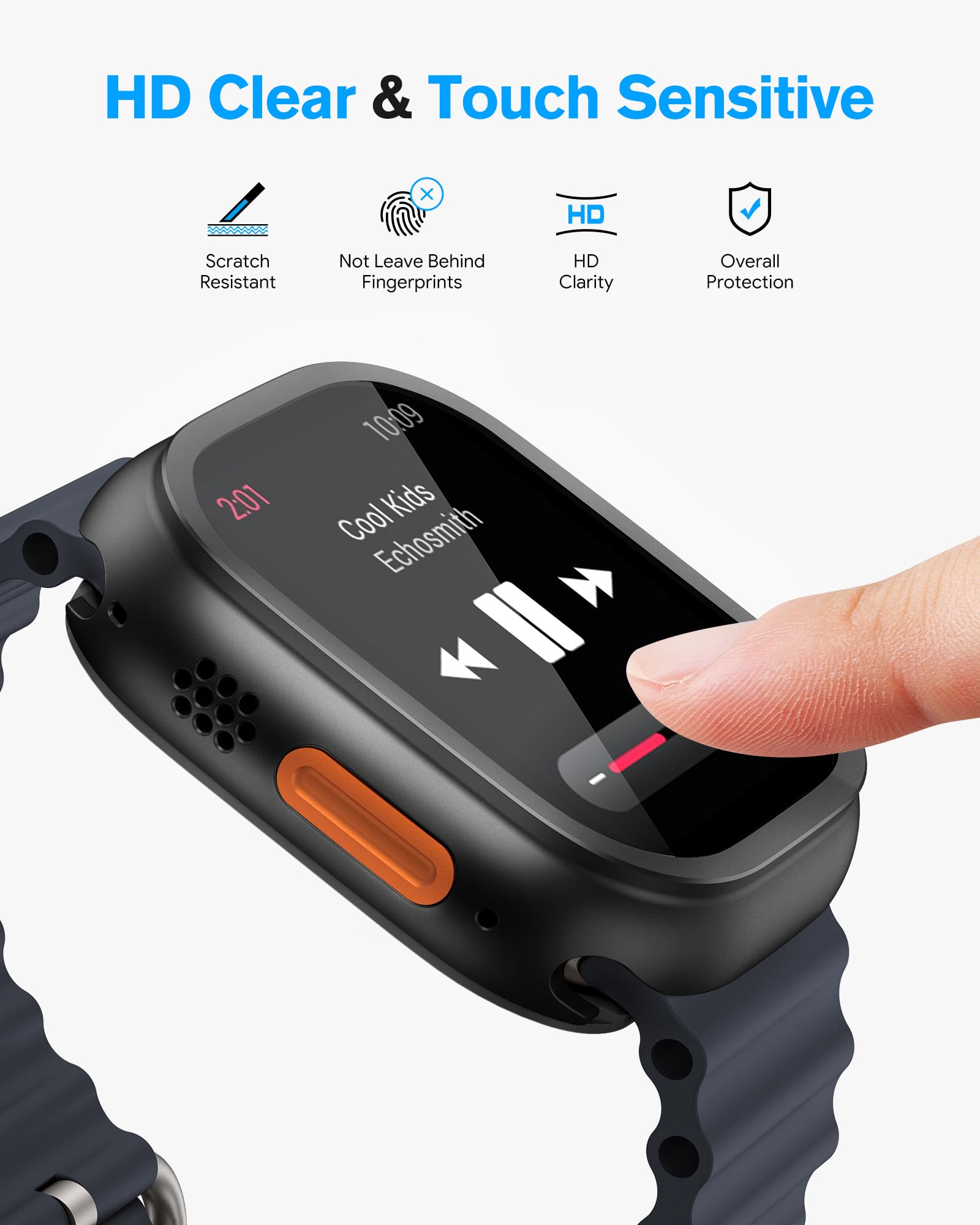 Amband Metal Case Screen Protector For Apple Watch Ultra 2/Ultra 49Mm, W3 Rugged Bumper Thin Frame + 9H Tempered Glass Film + Ce