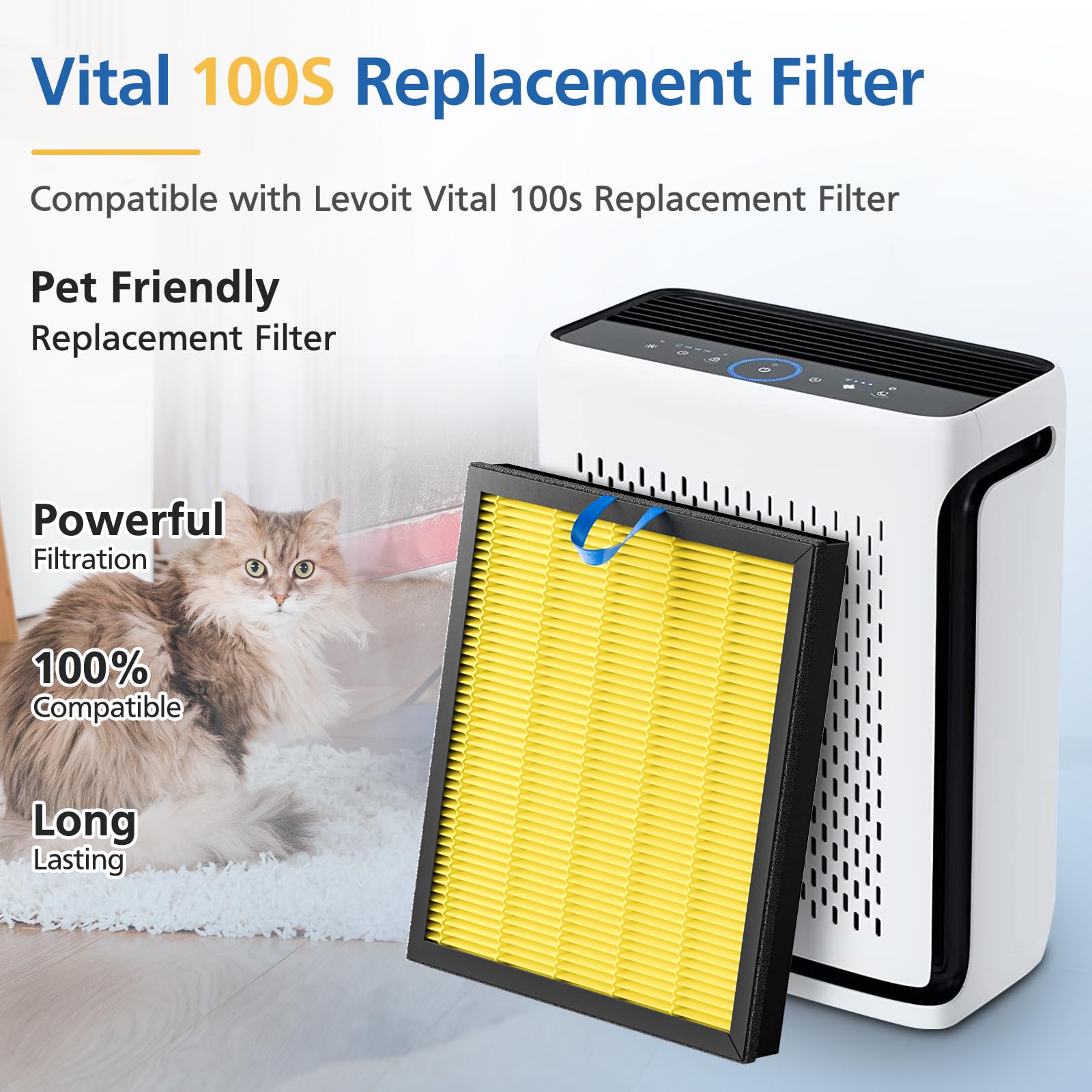 Vital 100S Pet Care Replacement Filter Compatible With Levoit Vital 100S Air Puri Fier, 3 In 1 True Hepa, High Efficiency Activa