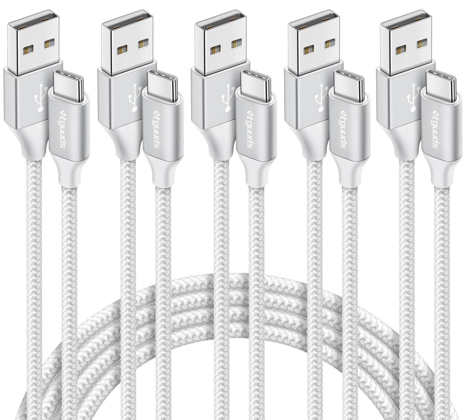 etguuds USB A to USB C Cable, 5Pack (3/3/6/6/10 ft) Fast Charging Type C