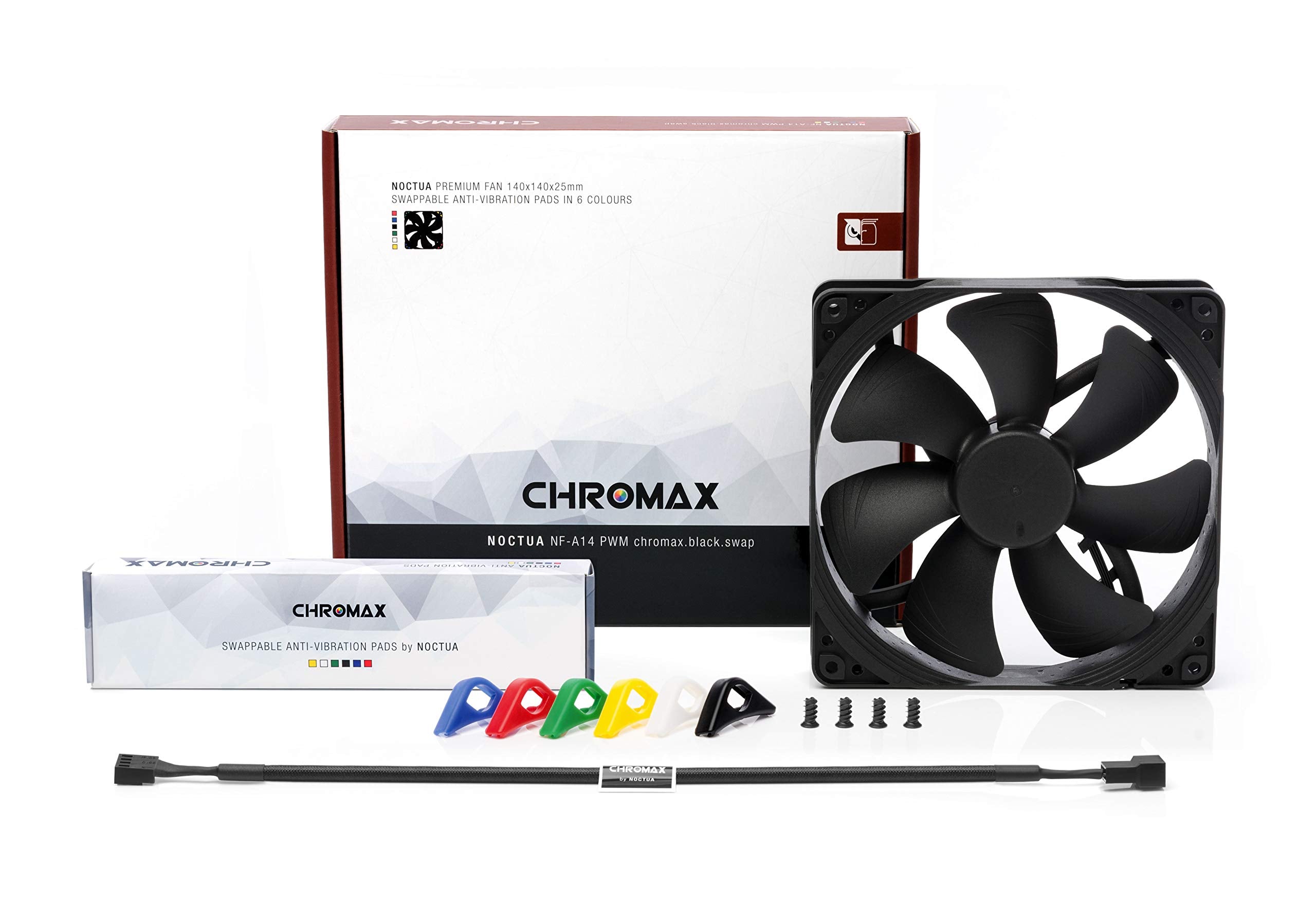 Noctua Nf A14 Pwm Chromax.Black.Swap, Premium Quiet Fan, 4 Pin (140Mm, Black)