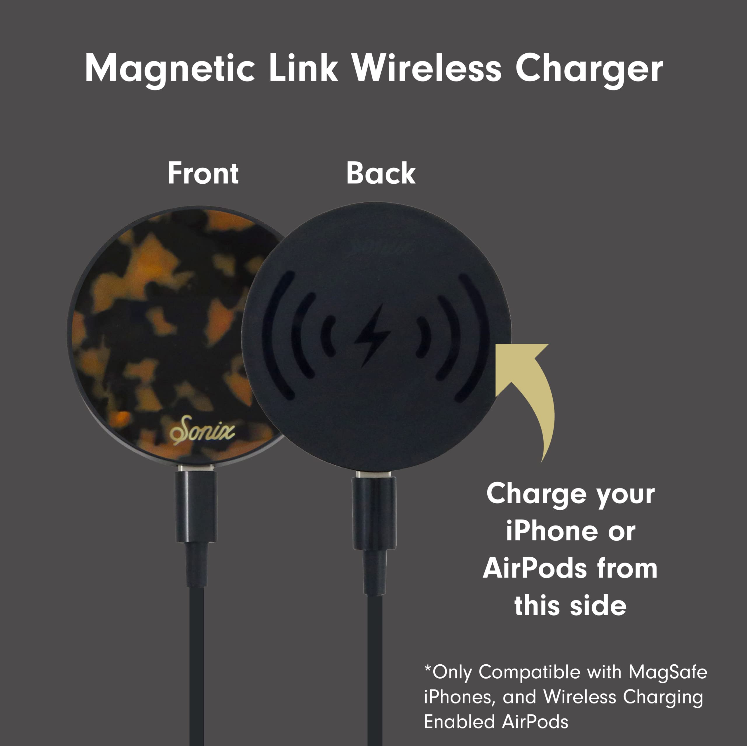 Sonix Charger For Magsafe Iphone 15, 14, 13, 12 Series | Fast Wireless Charger X 6.5Ft Cable (Usb-C) | Brown Tort