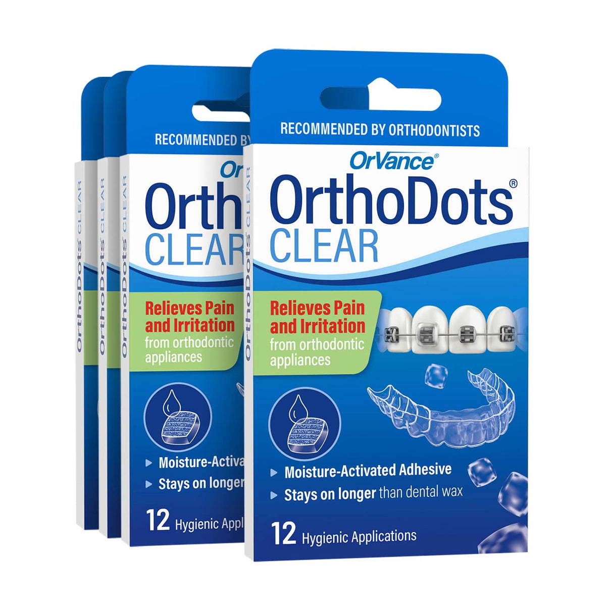 Orthodots Clear (48 Count)   Moisture Activated, Silicone Dental Wax Alternative For Pain Caused By Braces Orthodots Stick Bette