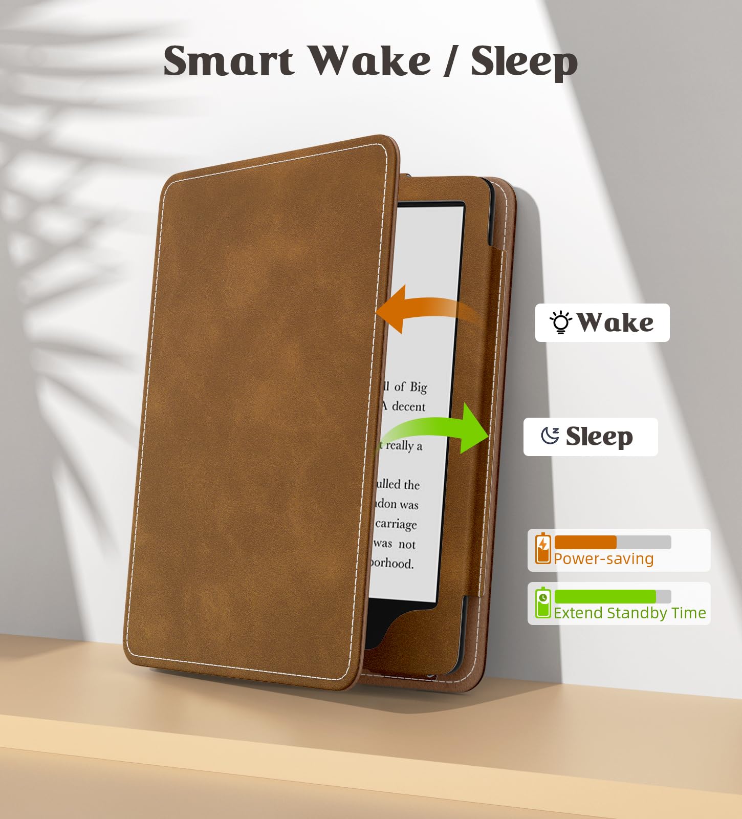 MoKo Case for 7'/6.8' Kindle Paperwhite(12th/11th Generation 2024/2021) and Kindle Colorsoft Signature Edition, Slim PU Shell Cover Case with Auto Wake/Sleep for Kindle Paperwhite 2024, Brown