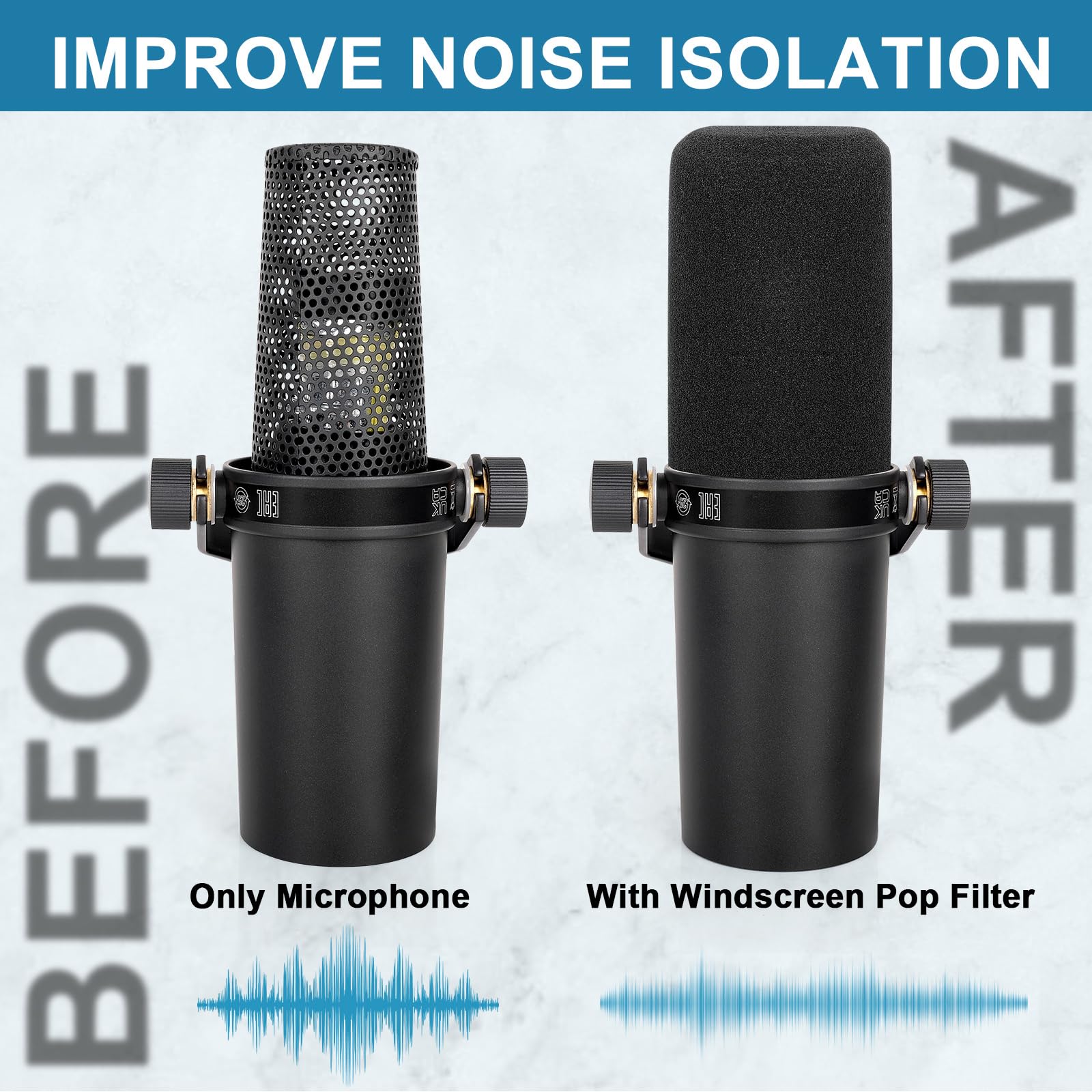 Windscreen For Sm7B, 2Pack Microphone Pop Filter Foam Cover Compatible With Shure Sm7B, Mic Cover Replacement For Noise Reductio