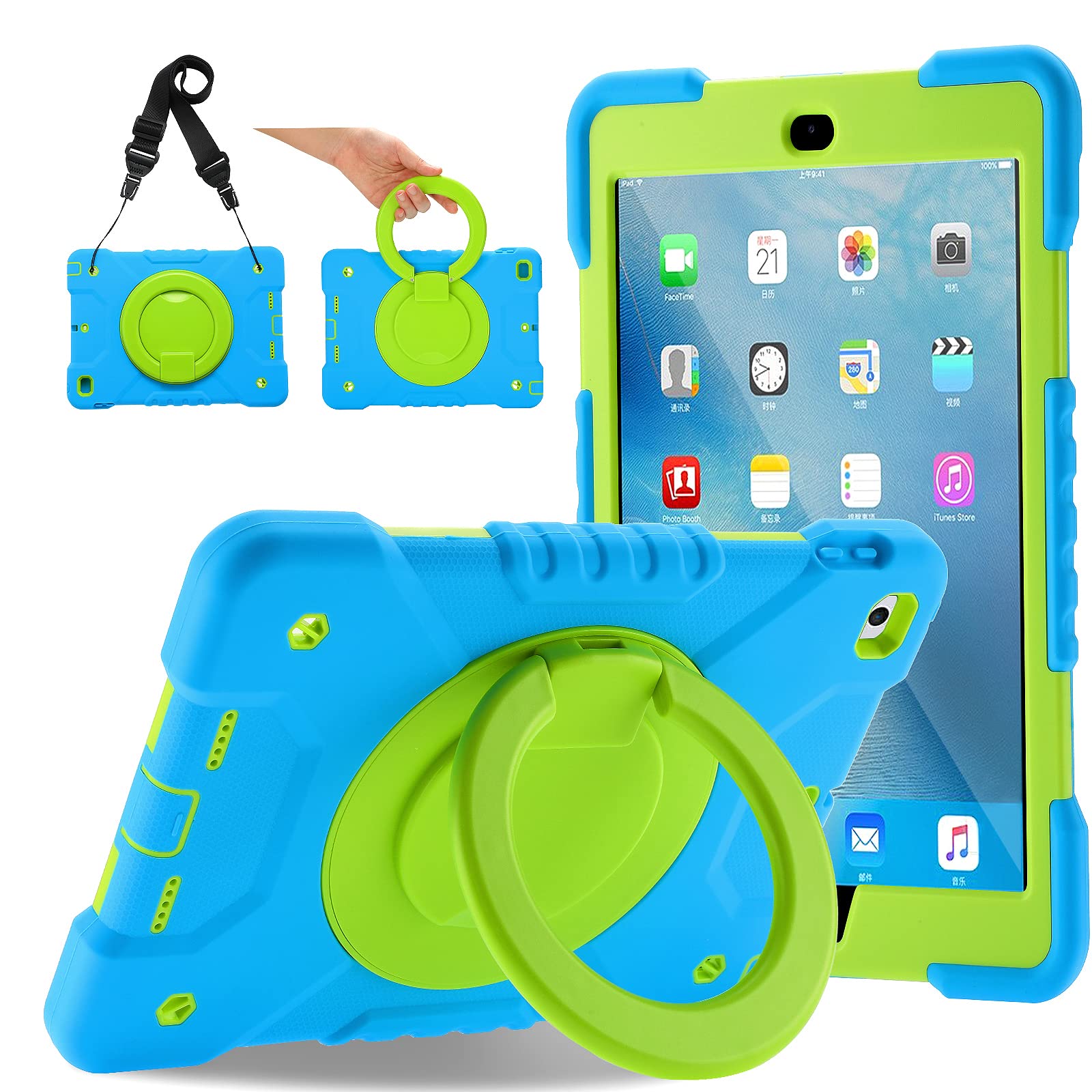 Ipad 9.7 Inch Case Ipad 6Th/5Th Generation Cases,Case For Ipad 9.7 Pro & Ipad Air 2 Full Body Silicone+Pc Protection Rotating St