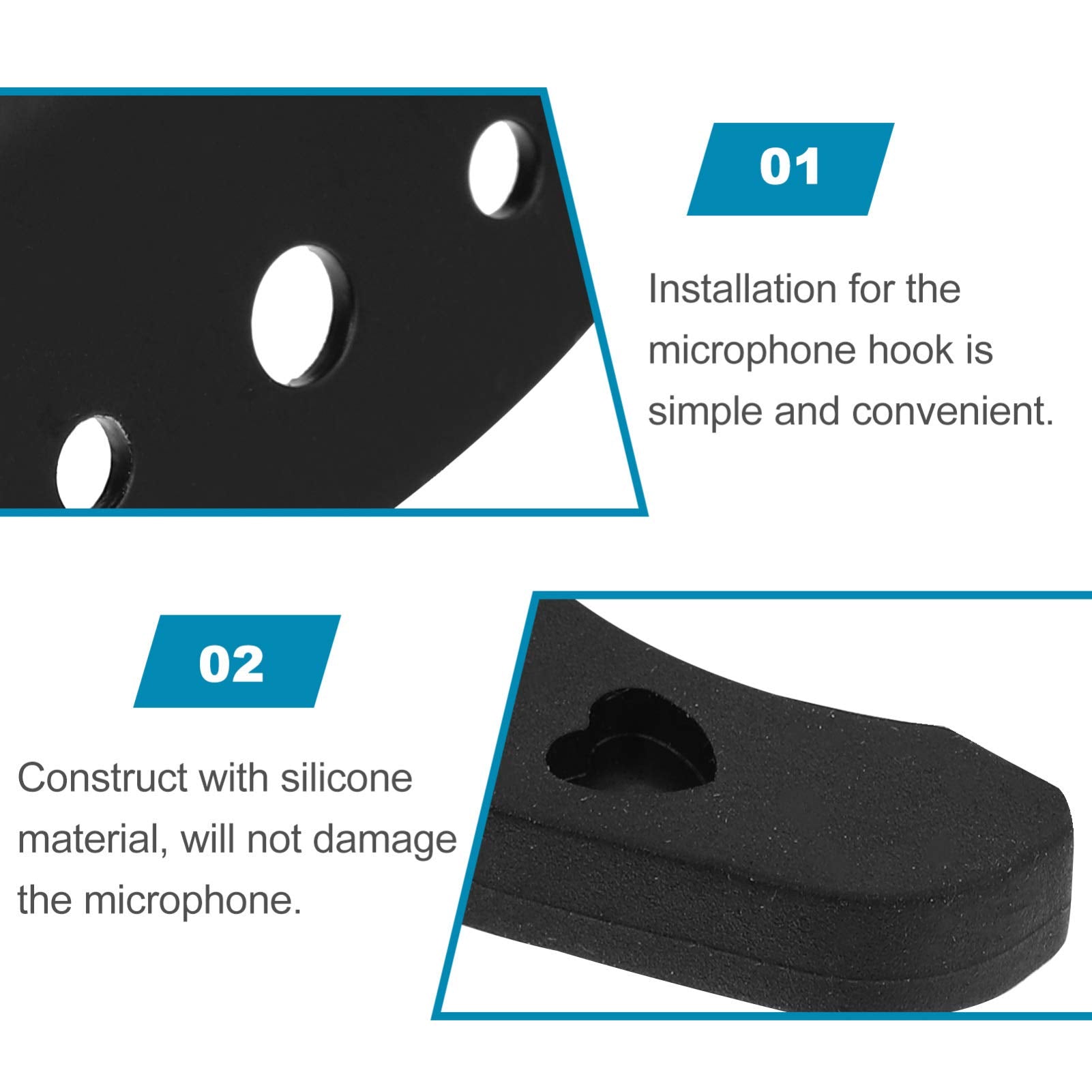 Artibetter 2Pcs Microphone Wall Hanger Wall Mounted Mic Holder Bracket Rack Clamp For Home Office Microphone Accessories