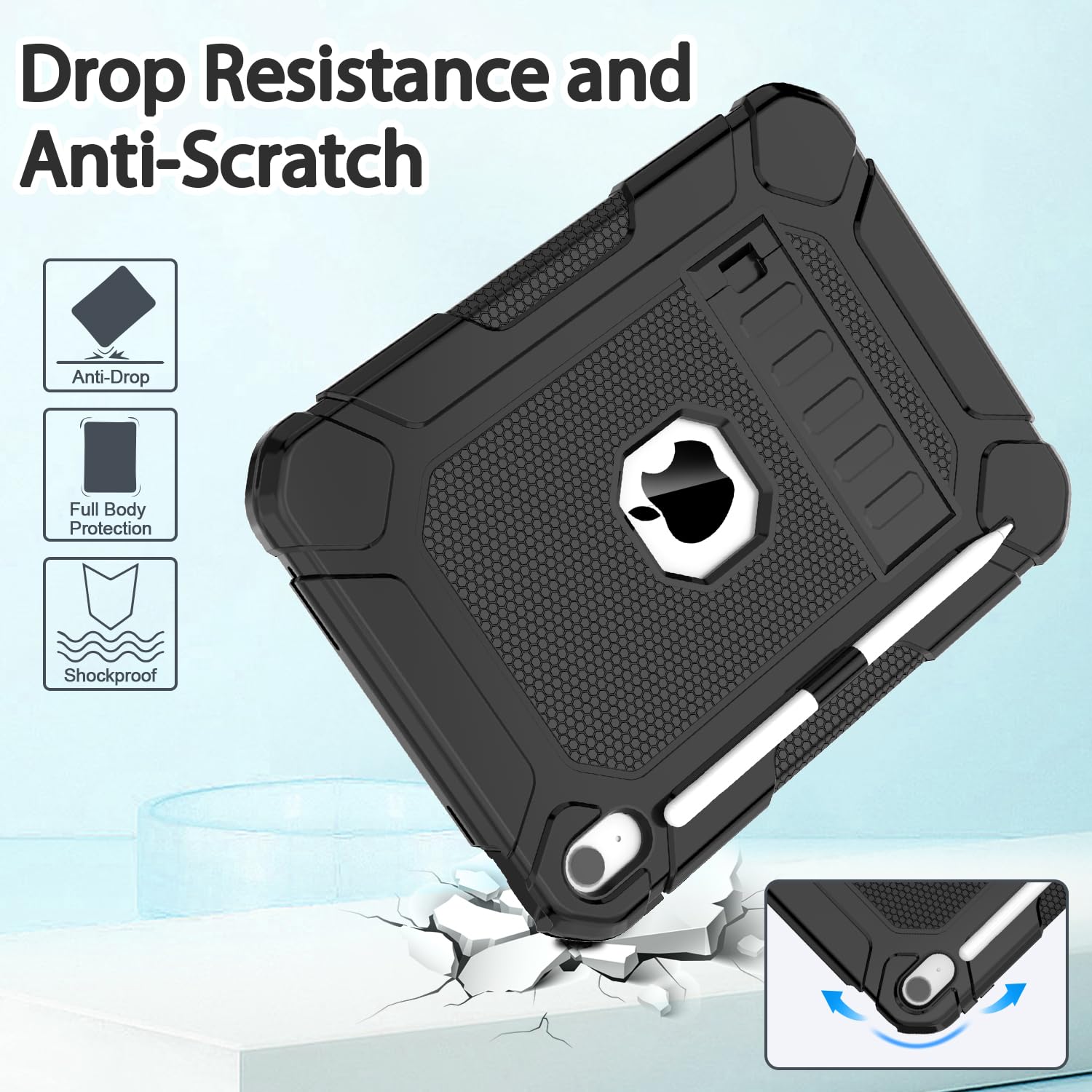 Bmouo Case For Ipad 10Th Generation Case 10.9 Inch 2022, Ipad 10Th Generation Case With Kickstand & Pencil Holder, Heavy Duty Sh