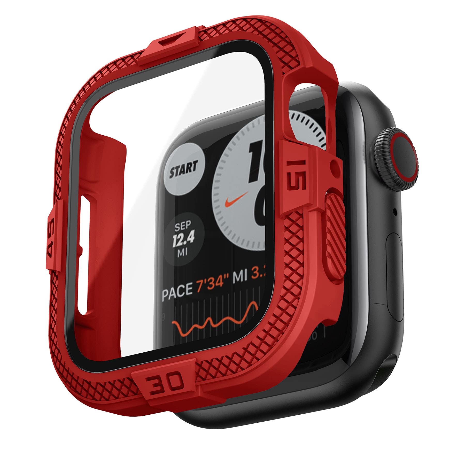 T Engine Case Compatible With Apple Watch Case 44Mm Se Series 6 Series 5 4, Rugged Tempered Glass Screen Protector Case For 44Mm