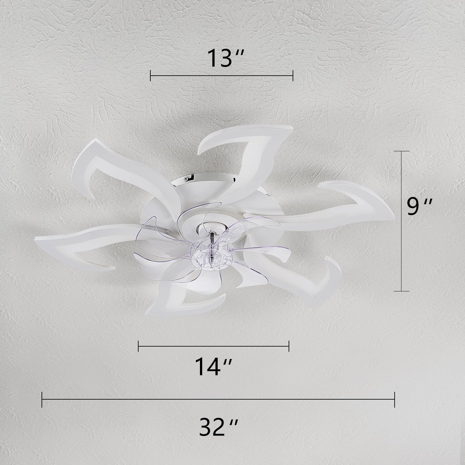 Yfrest Modern Ceiling Fan With Light And Remote, Low Profile Ceiling Fans With Lights, 32 Inch White Flush Mount Ceiling Fan Wit