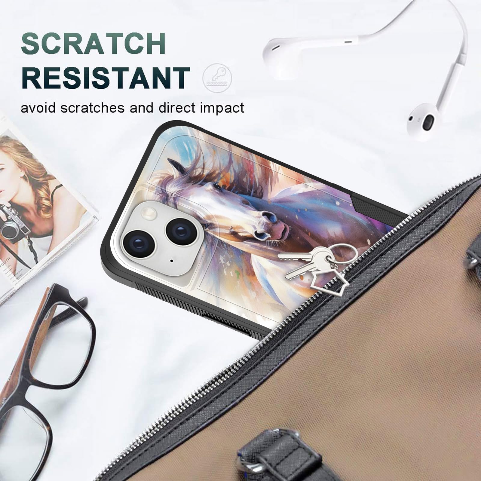 Cicplkse For Iphone 15 Plus Case,Dual Layer Heavy Duty Hybrid Shockproof Hard Pc Soft Silicone Tpu Bumper Protective Cover Case